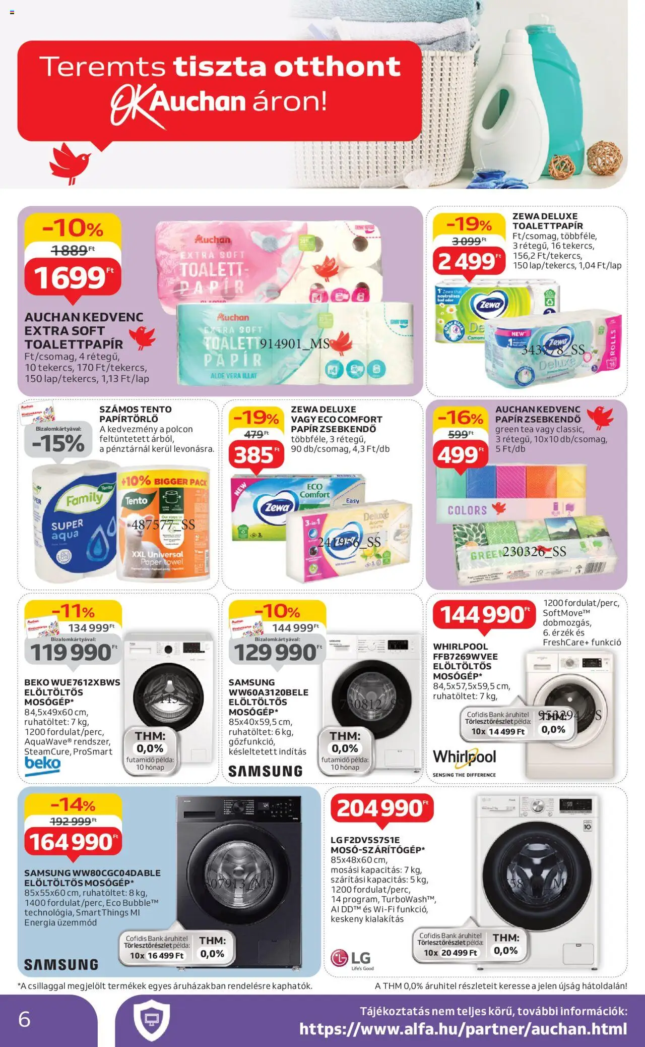 Auchan akciós ujság - amely érvényes a következő dátumtól: 05.06.2025 | Oldal: 6 | Termékek: Papírtörlő, Aloe vera, Tea, Samsung