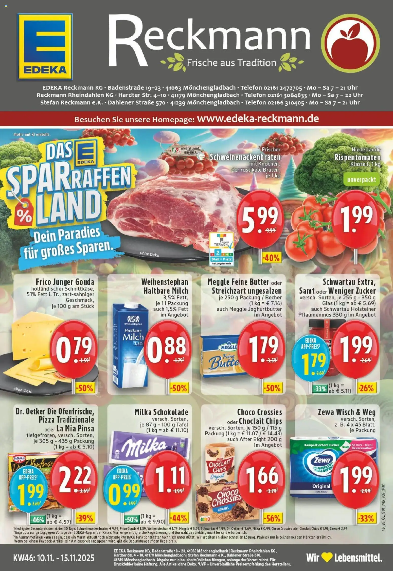 Edeka prospekt Mönchengladbach	 – gültig ab 10.11.2025 | Seite: 1 | Produkte: Butter, Milka schokolade, Milka, Chips