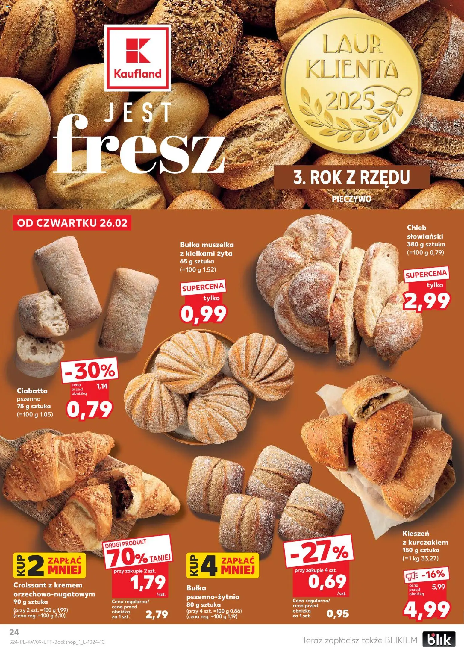 Kaufland gazetka od 26.02.2026 | Strona: 24 | Produkty: Pieczywo, Chleb słowiański, Bułka, Chleb
