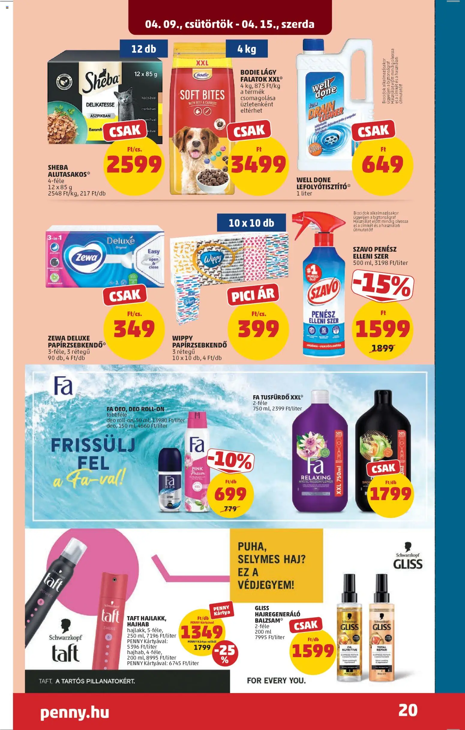 PENNY akciós ujság - amely érvényes a következő dátumtól: 09.04.2026 | Oldal: 24 | Termékek: Hajhab, Szavó, Roll-on, Tusfürdő