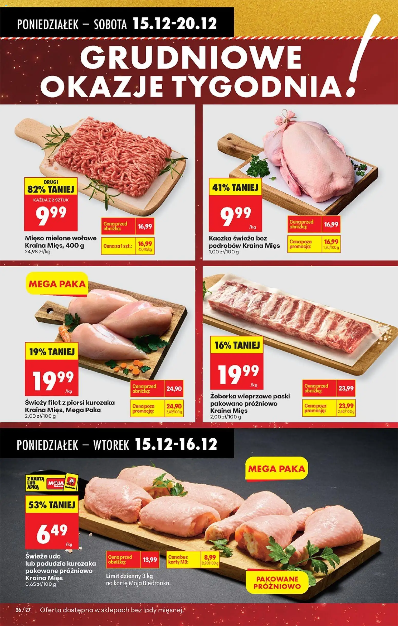 Biedronka gazetka od 15.12.2025 | Strona: 32 | Produkty: Kraina mięs, Mięso mielone wołowe, Kaczka, Filet z piersi kurczaka