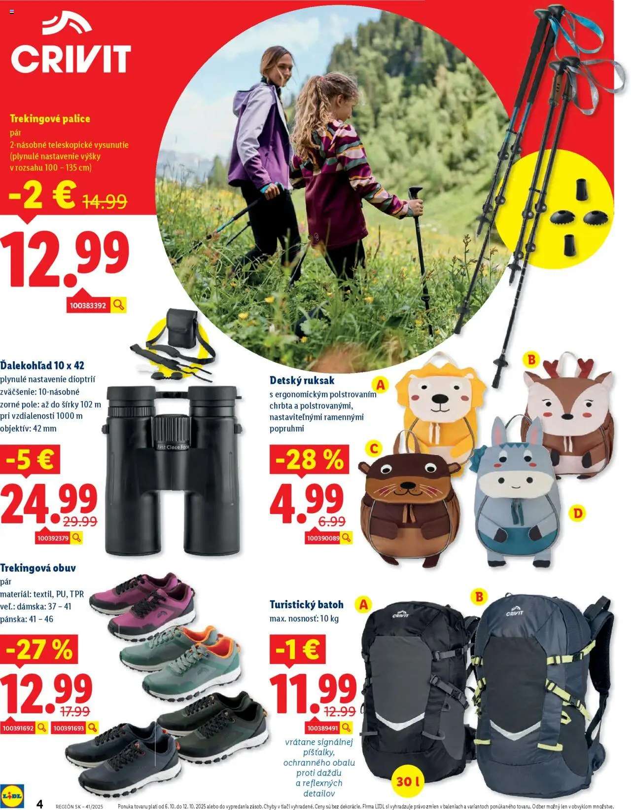 Nové Lidl akcie – leták je platný od 06.10.2025 | Strana: 4 | Produkty: Batoh, Ruksak