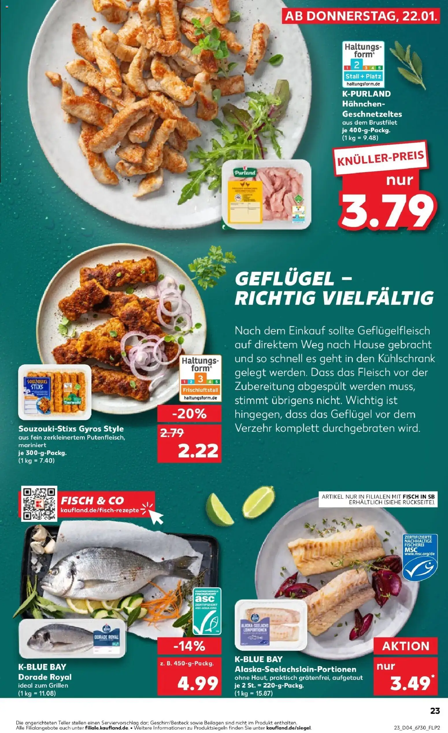Kaufland prospekt Meißen	 – gültig ab 22.01.2026 | Seite: 23 | Produkte: Dorade, Fisch, Gyros, Fleisch