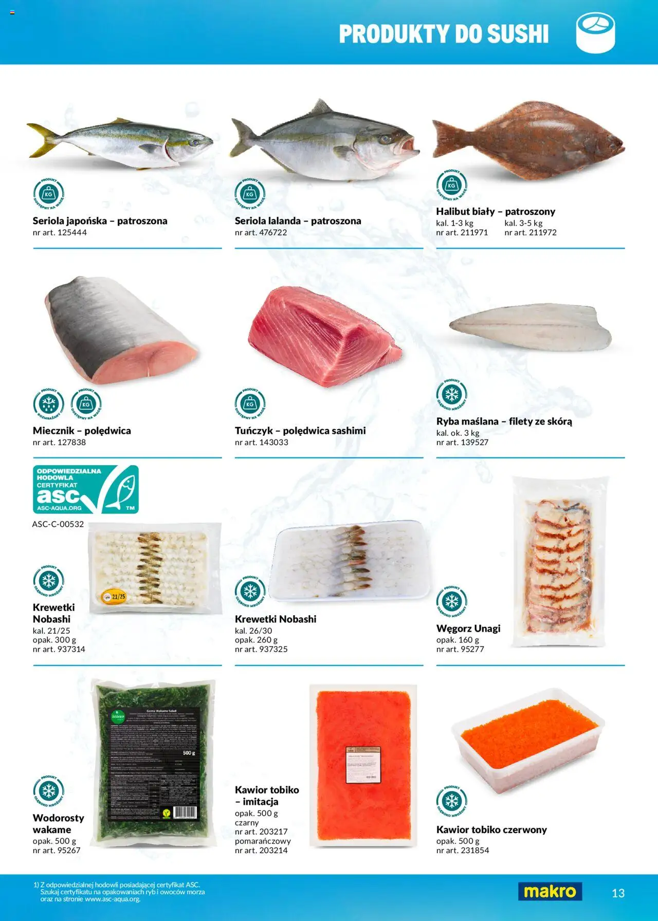 Makro Gazetka - Ryby i owoce morza od 01.05.2025 | Strona: 13 | Produkty: Tuńczyk, Sushi, Ryba, Kawior