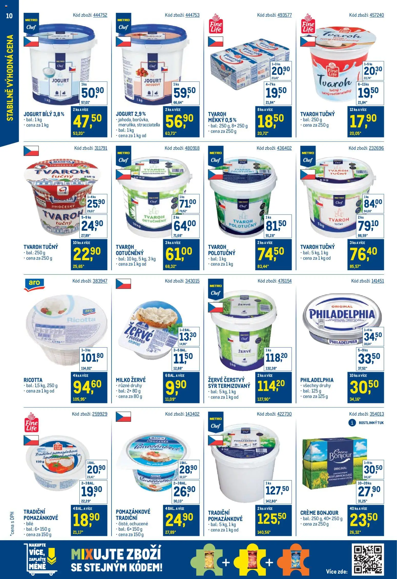 Makro leták - Stabilně výhodná cena od 28.01.2026 | Strana: 10 | Produkty: Ricotta, Sýr, Žervé, Tvaroh odtučněný