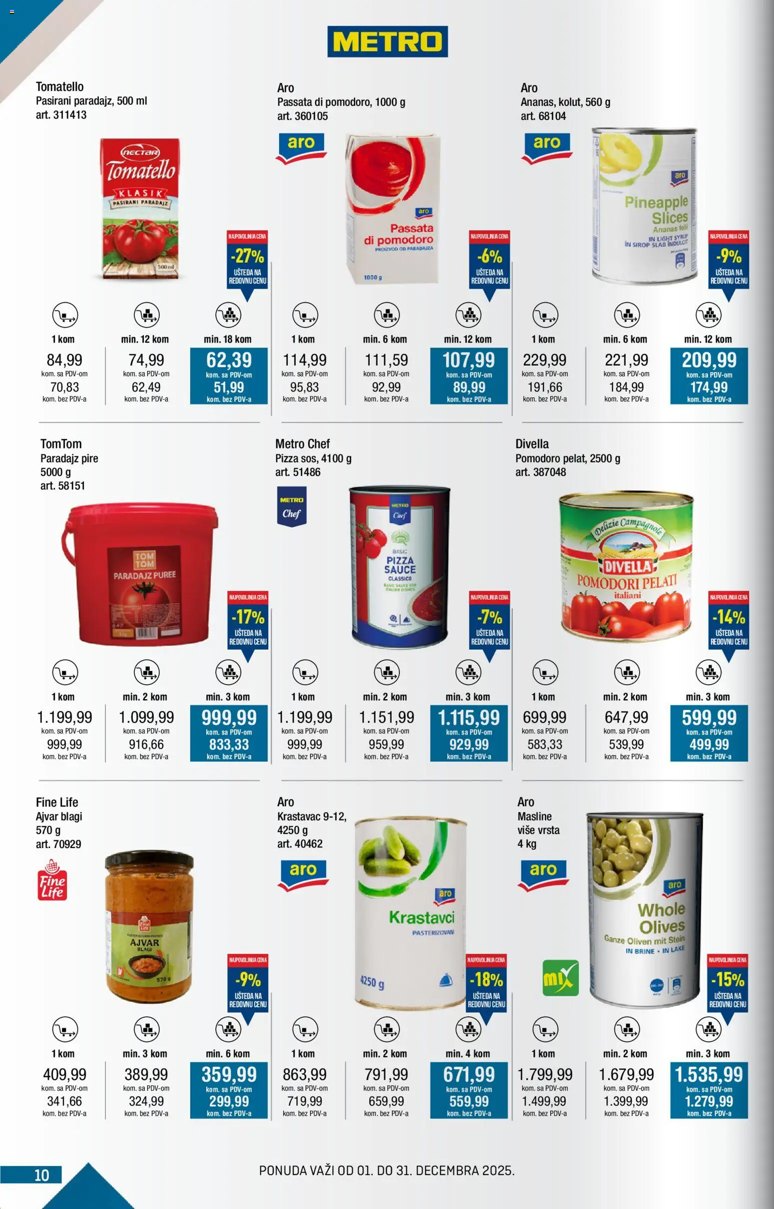 Metro katalog - važi od 01.12.2025 | Strana: 10 | Proizvode: Ananas, Masline, Ajvar, Paradajz