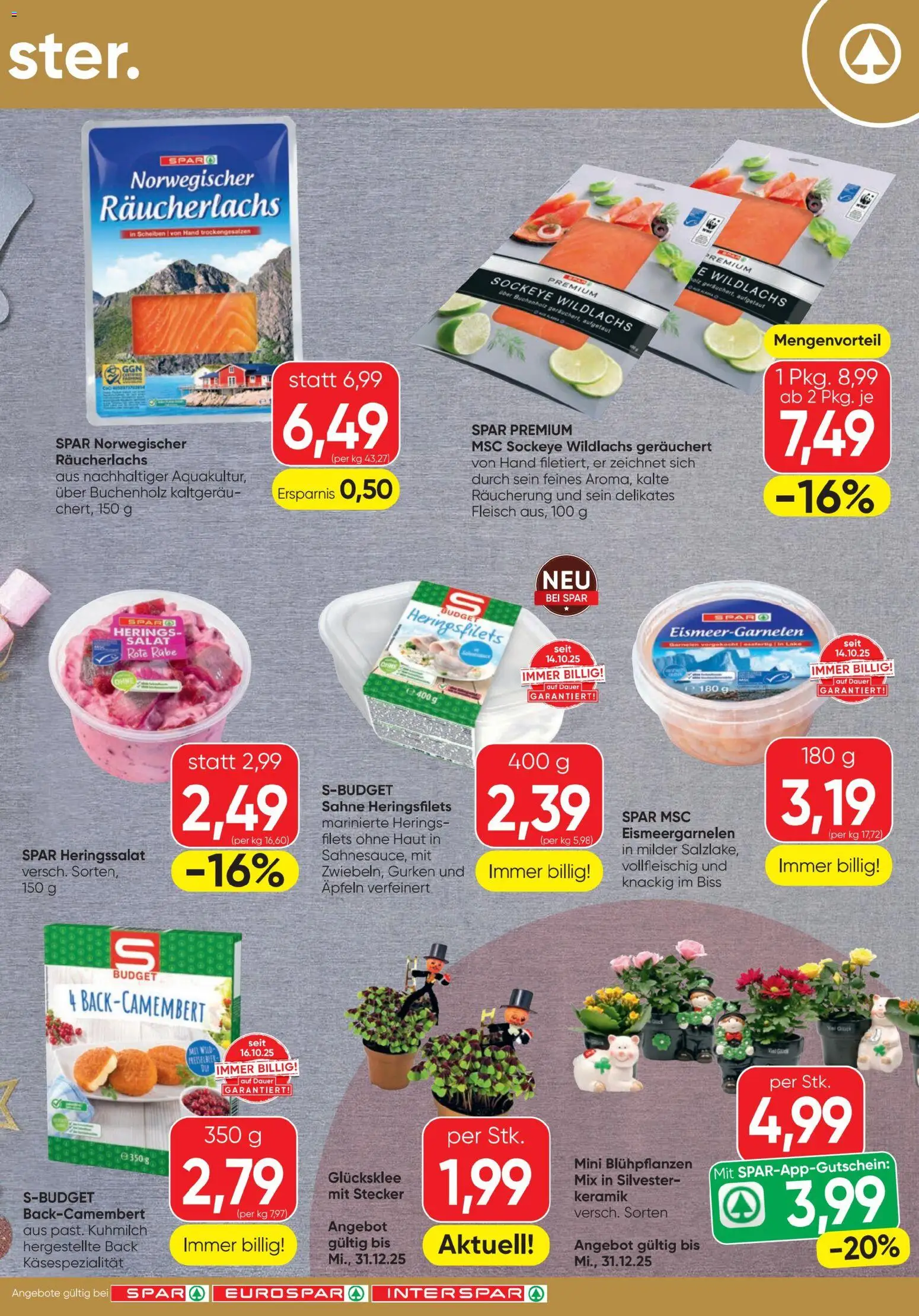 Spar Flugblatt gültig ab 23.12.2025 | Seite: 3 | Produkte: Sahne, Gurken, Salat