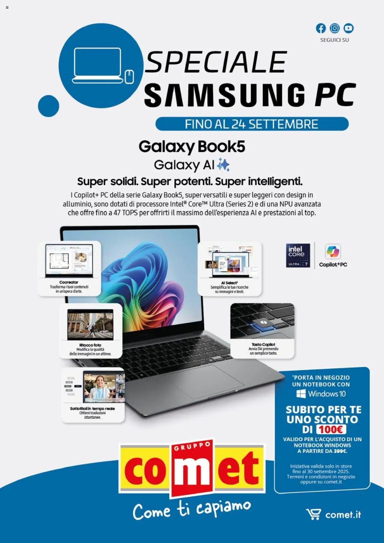 Volantino Comet del 15.09.2025 | Pagina: 1 | Prodotti: Notebook, Tè, PC, Samsung