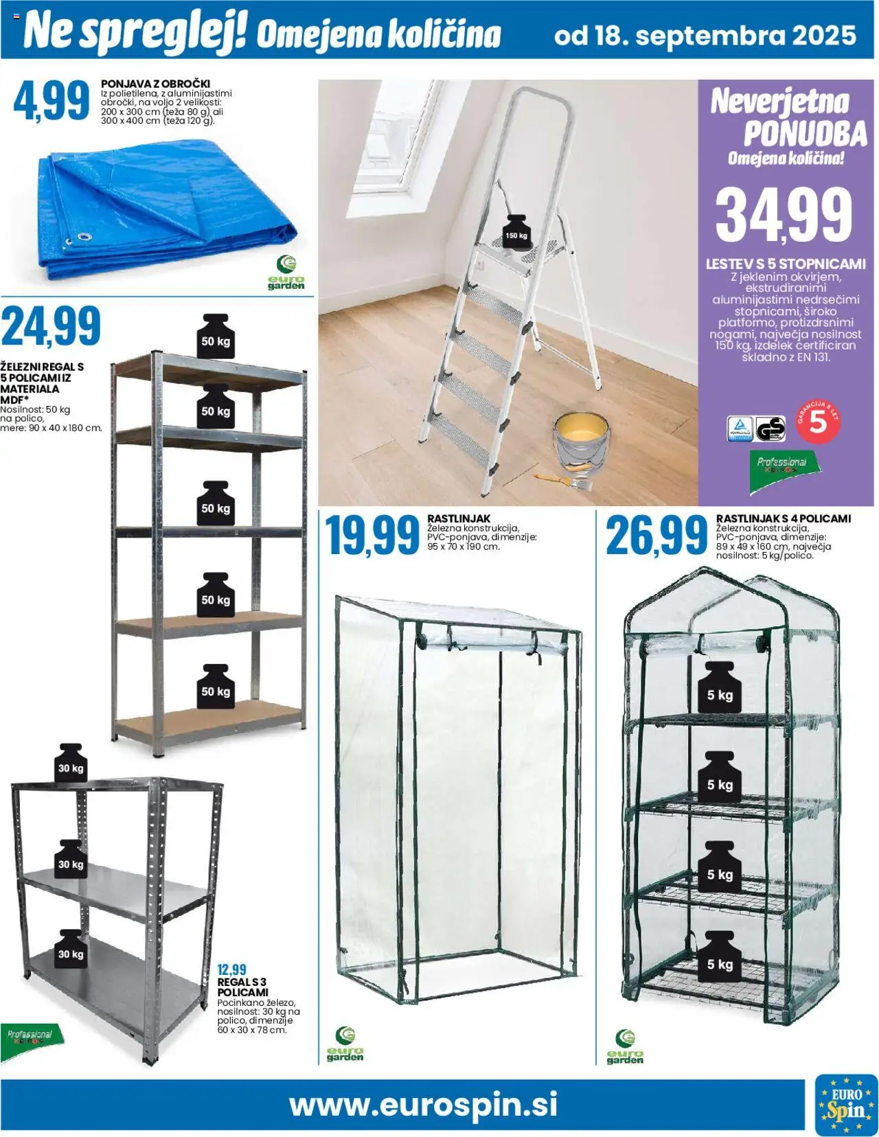 Novi Eurospin katalog ponudbe – veljaven od 18.09.2025 | Stran: 15 | Izdelki: Teza, Regal