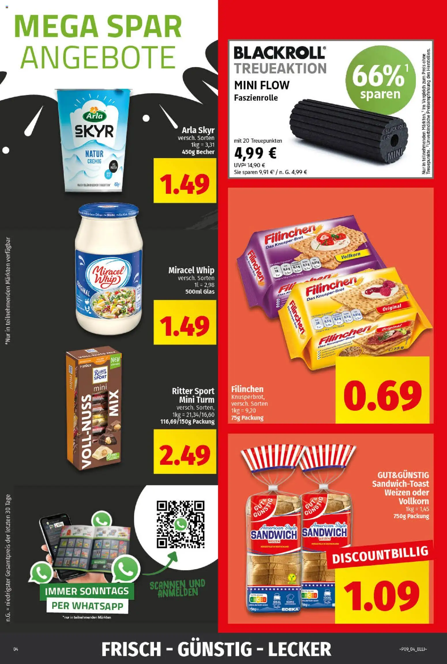 Elli Markt Prospekt 	 – gültig ab 23.02.2026 | Seite: 4 | Produkte: Ritter sport, Miracel whip, Arla skyr, Brot