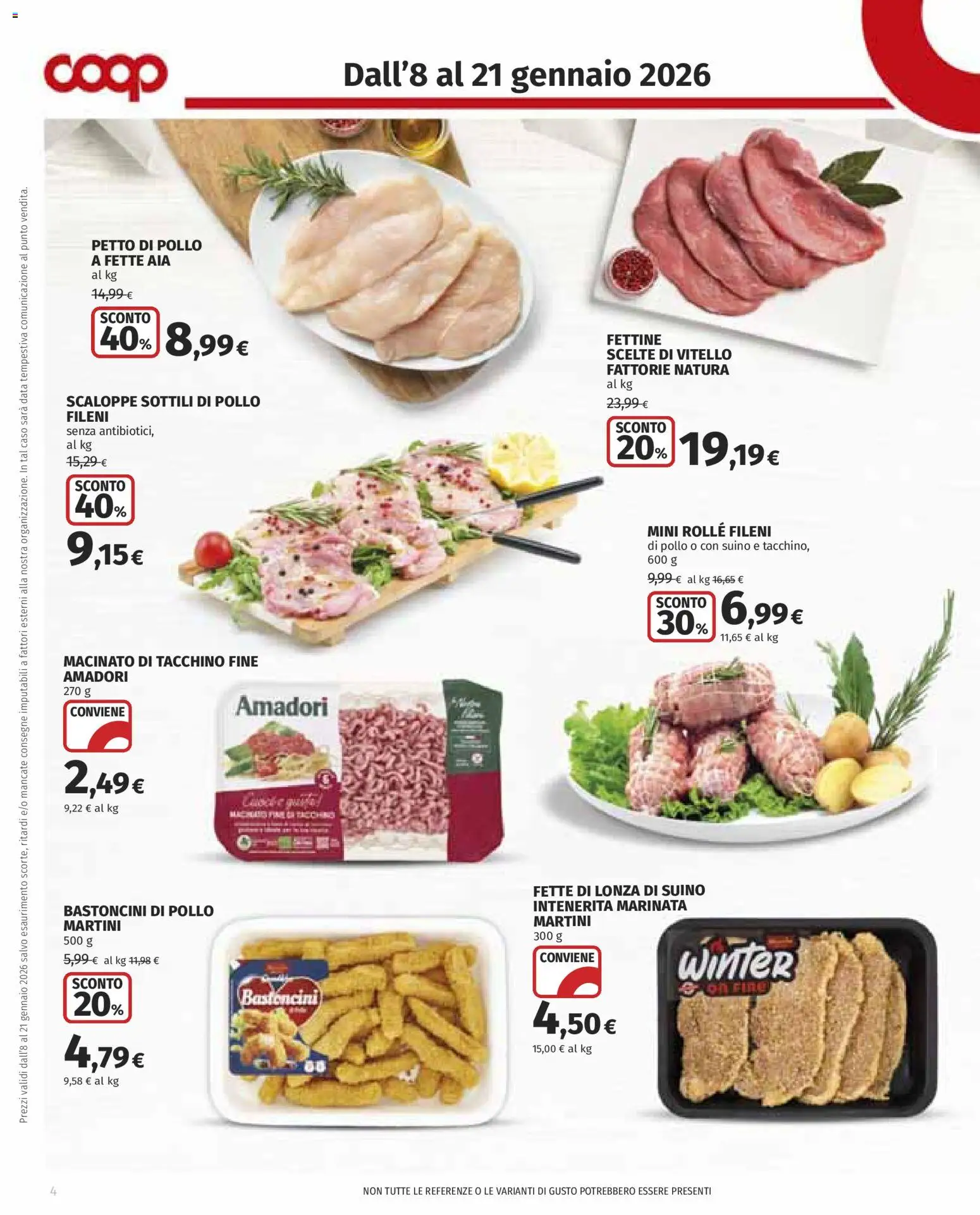 Volantino COOP del 08.01.2026 | Pagina: 4 | Prodotti: Petto di Pollo, Pollo, Data, Vitello