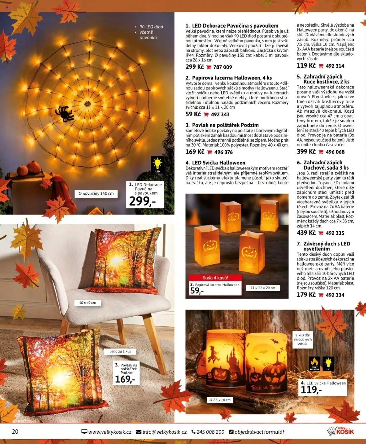 Velký Košík katalog říjen od 01.10.2025 | Strana: 20 | Produkty: Polštáře, Svíčka, Baterie, Dekorace