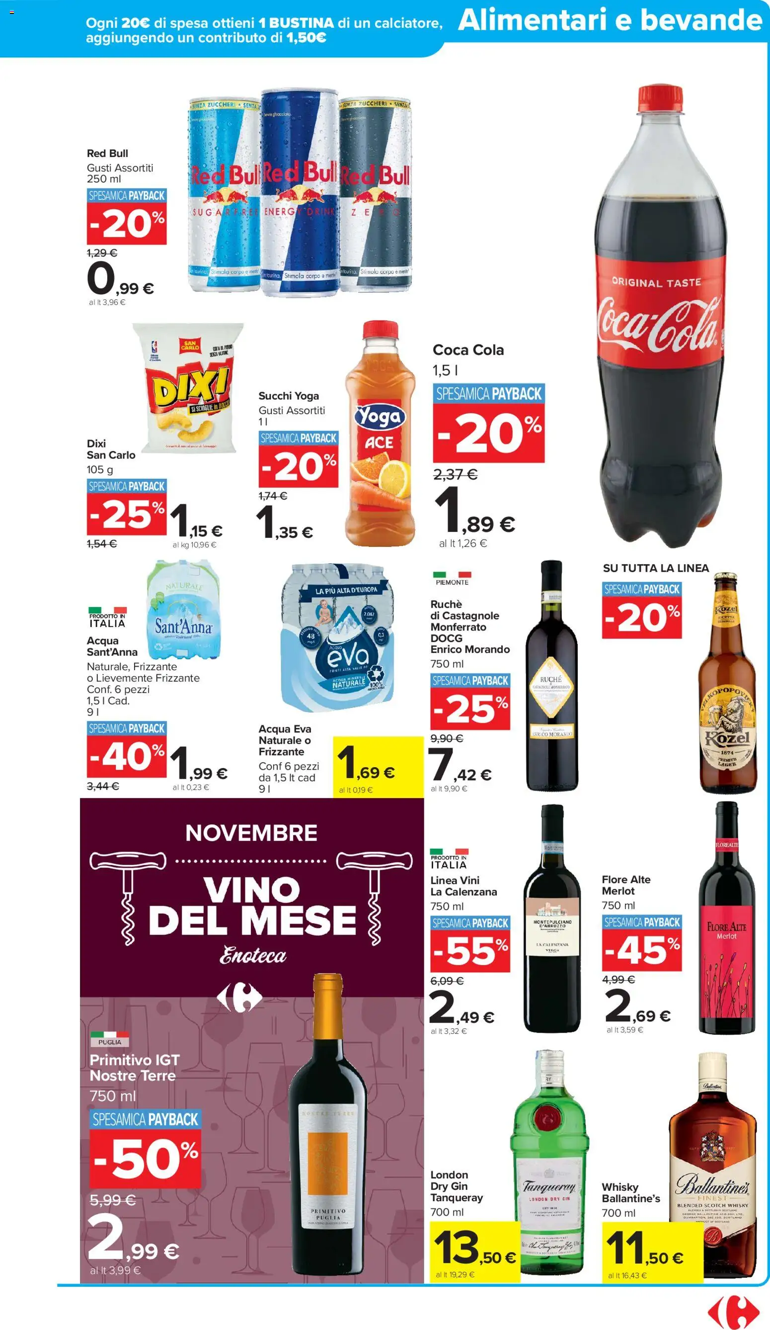 Volantino Carrefour del 17.11.2025 | Pagina: 17 | Prodotti: Acqua, Vino, Enoteca, Coca Cola