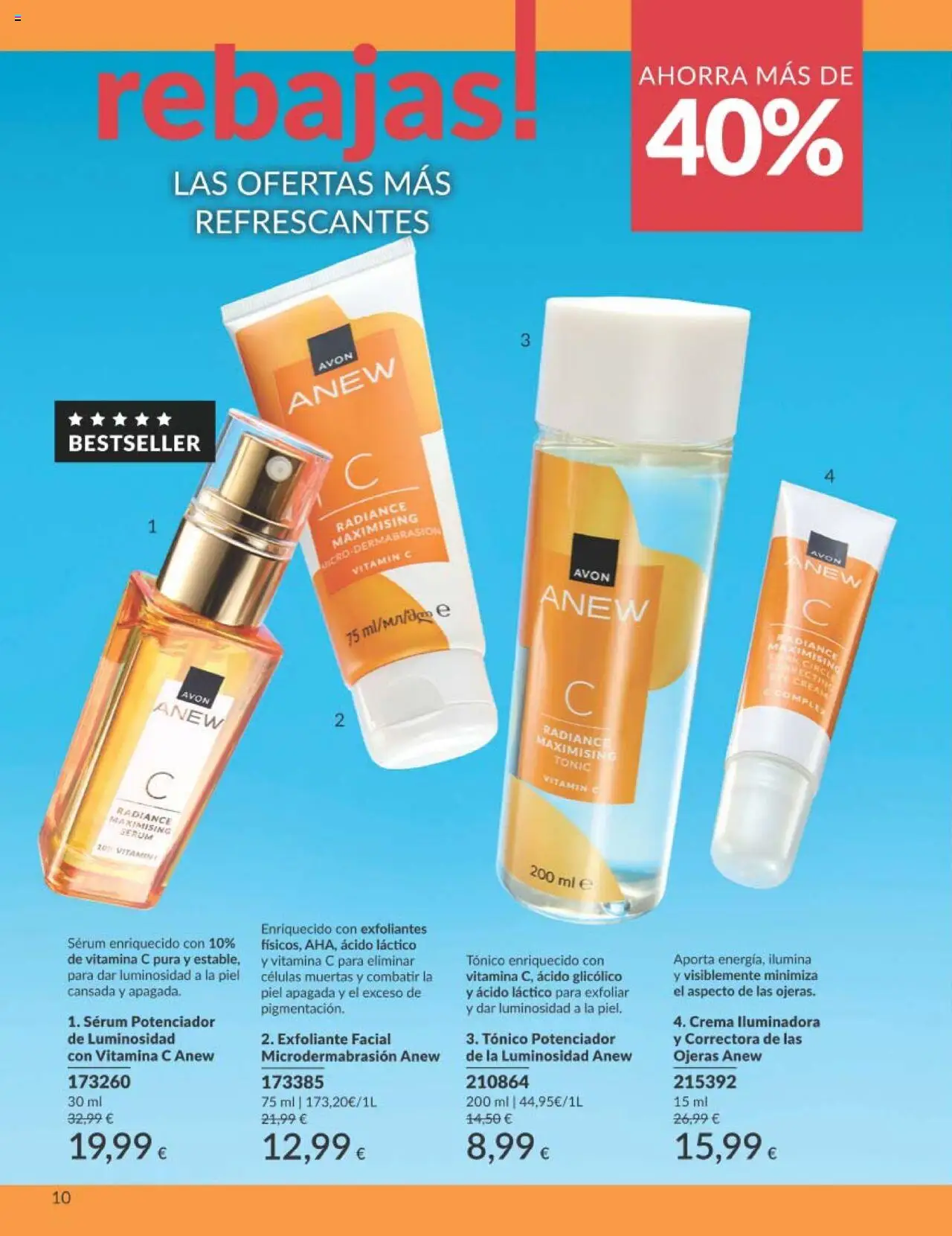 Catálogo AVON campaña 7 │ válido desde el 01.07.2025 | Página: 10 | Productos: Sérum, Crema, Γαύρος, Vitamina C pura