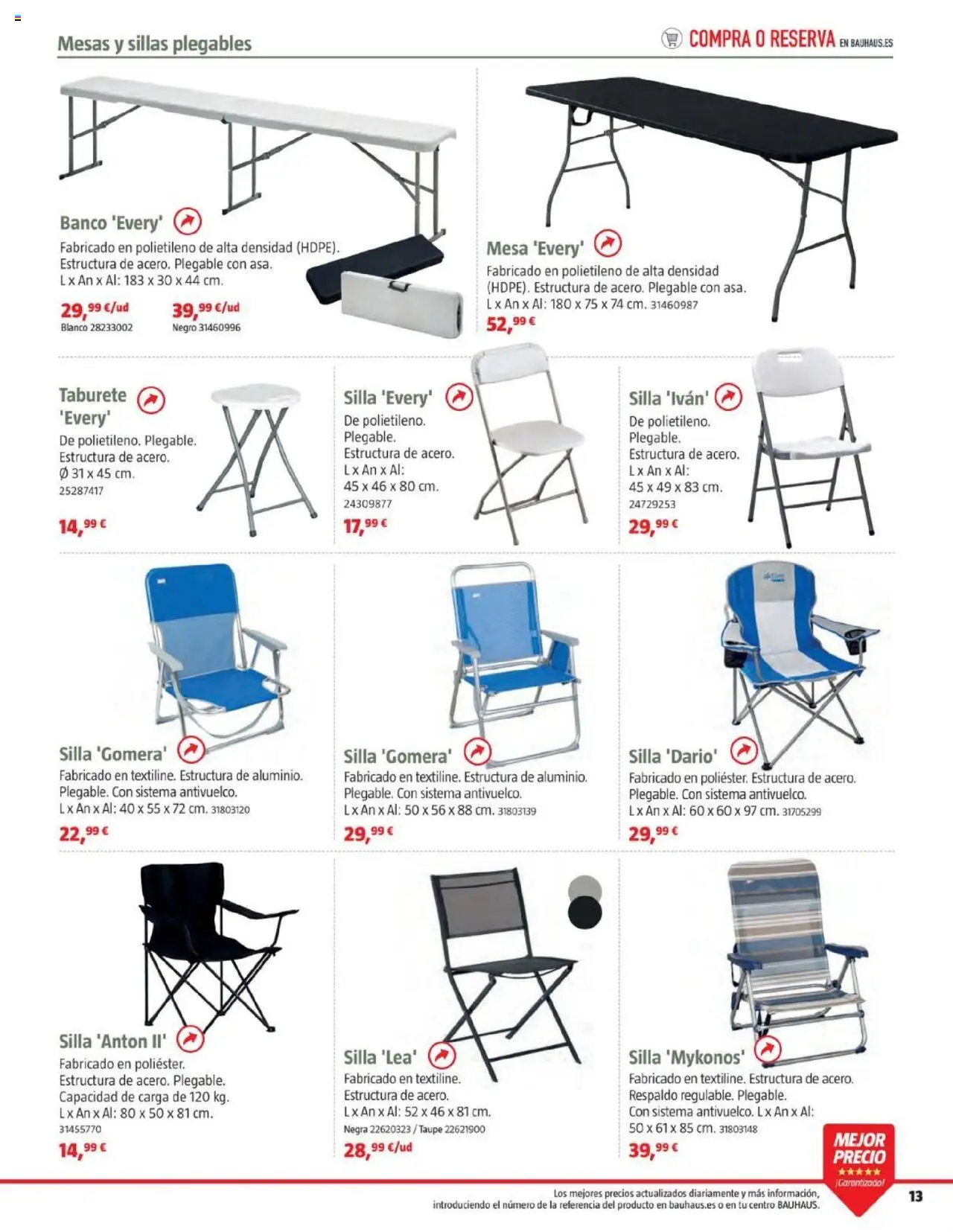 Bauhaus - Camping │ válido desde el 19.05.2025 | Página: 13 | Productos: Taburete, Mesa, Silla