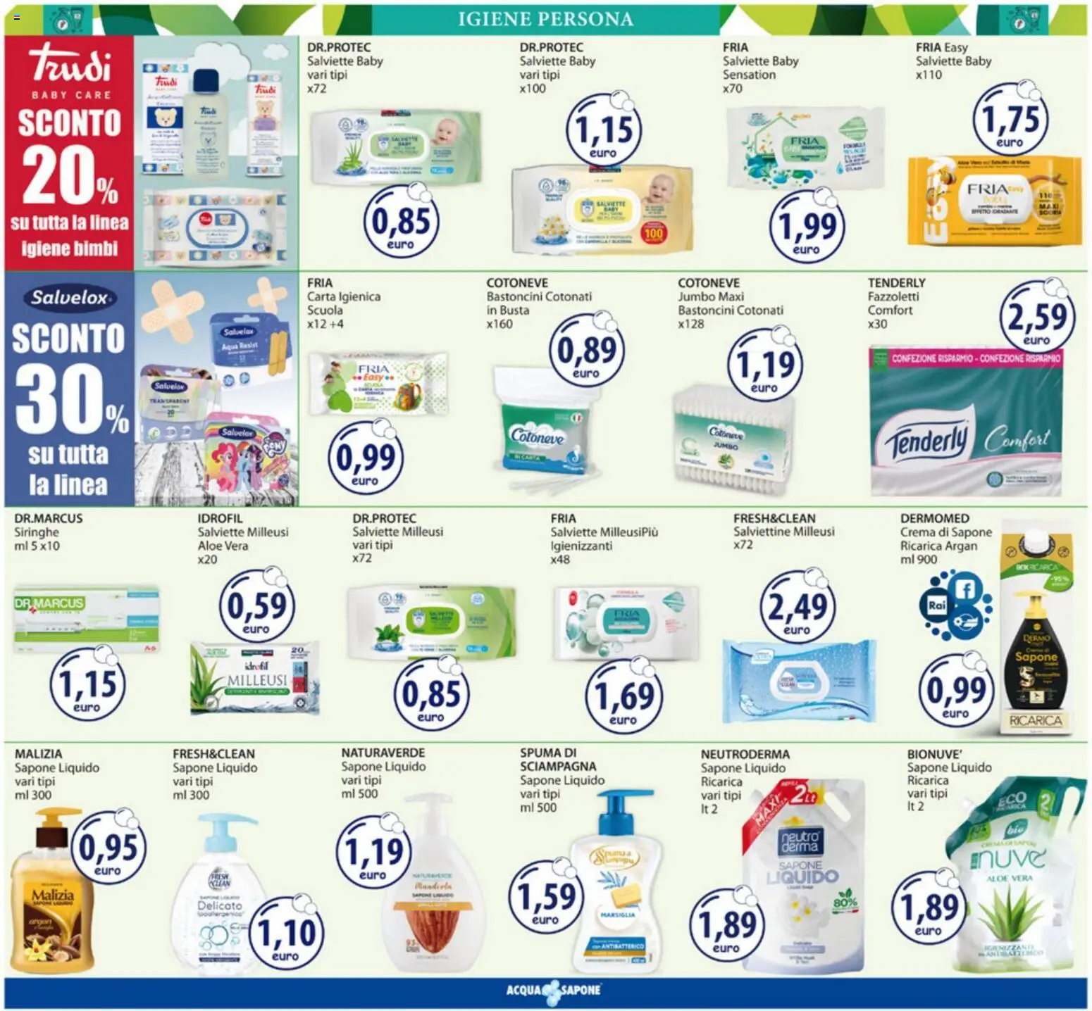 Volantino Acqua e Sapone del 09.03.2026 | Pagina: 10 | Prodotti: Crema, Carta igienica, Sapone, Fazzoletti
