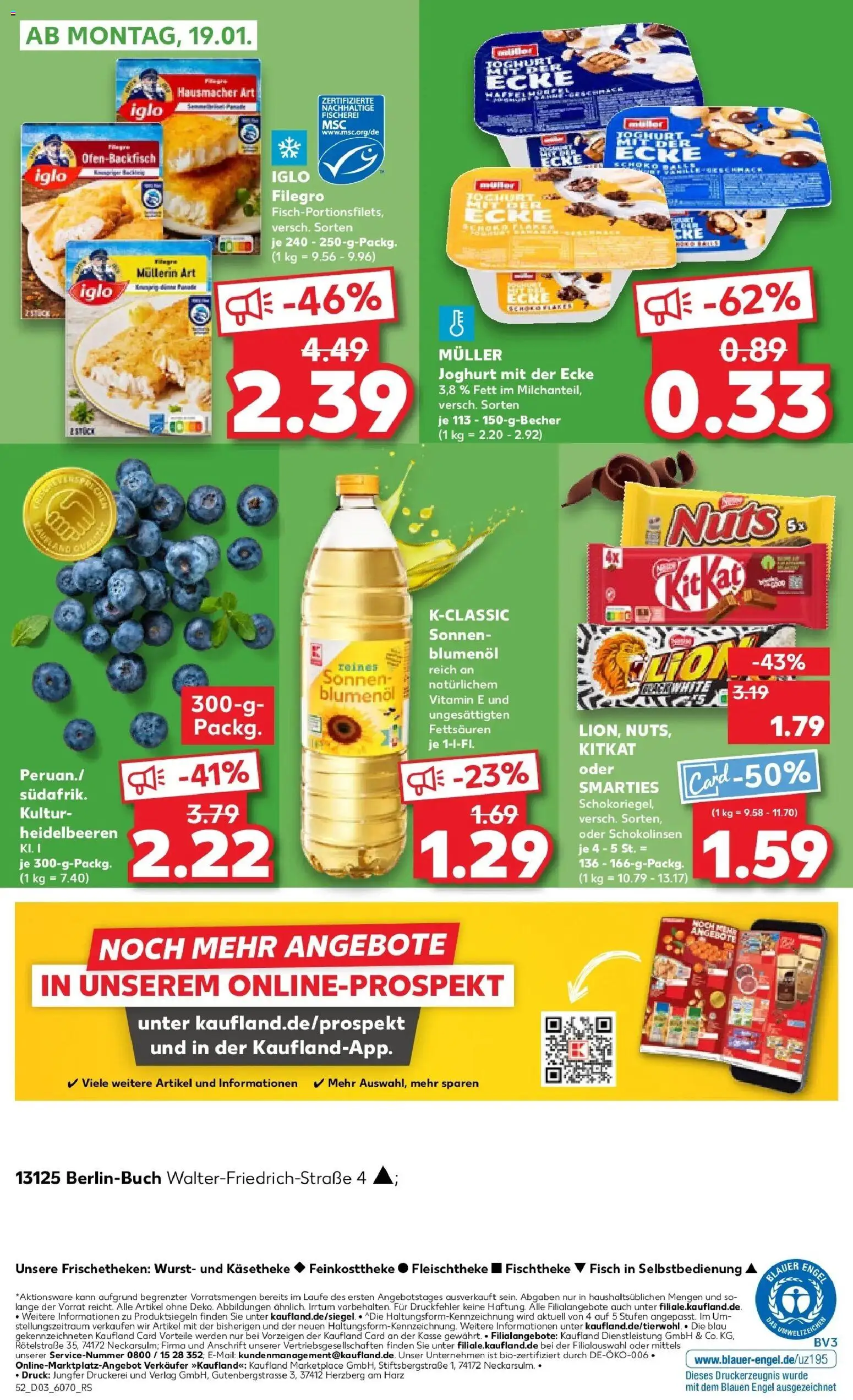 Kaufland prospekt Berlin	 – gültig ab 15.01.2026 | Seite: 52 | Produkte: Joghurt, Smarties, Heidelbeeren, Wurst