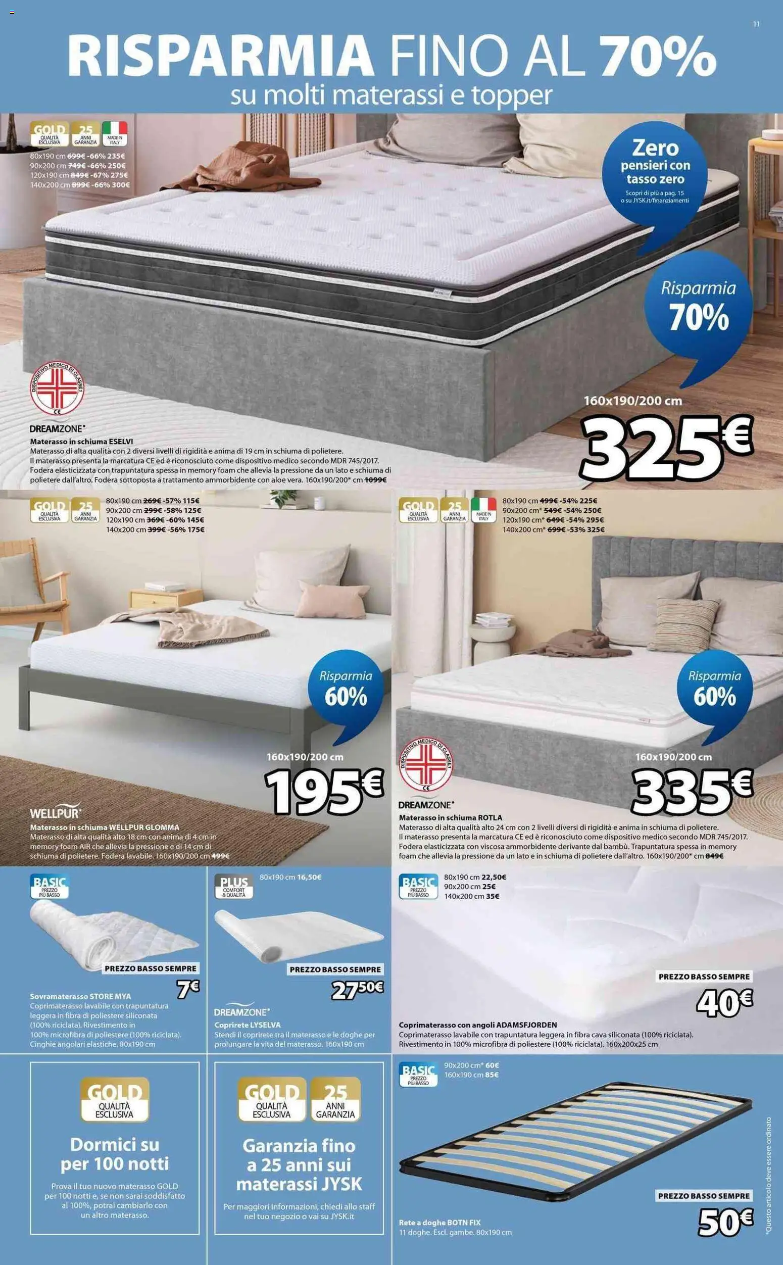 Volantino JYSK del 24.04.2026 | Pagina: 11 | Prodotti: Ammorbidente, Materasso, Coprimaterasso, Coprirete