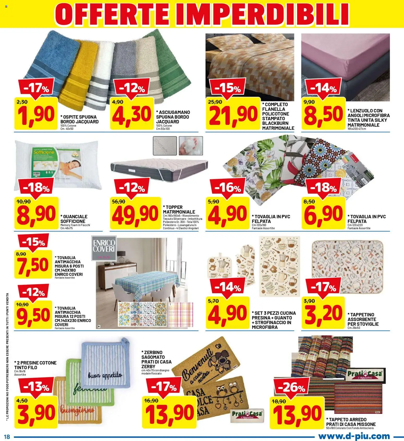 Volantino D Più del 05.01.2026 | Pagina: 18 | Prodotti: Spugna, Asciugamano, Tappeto, Guanciale