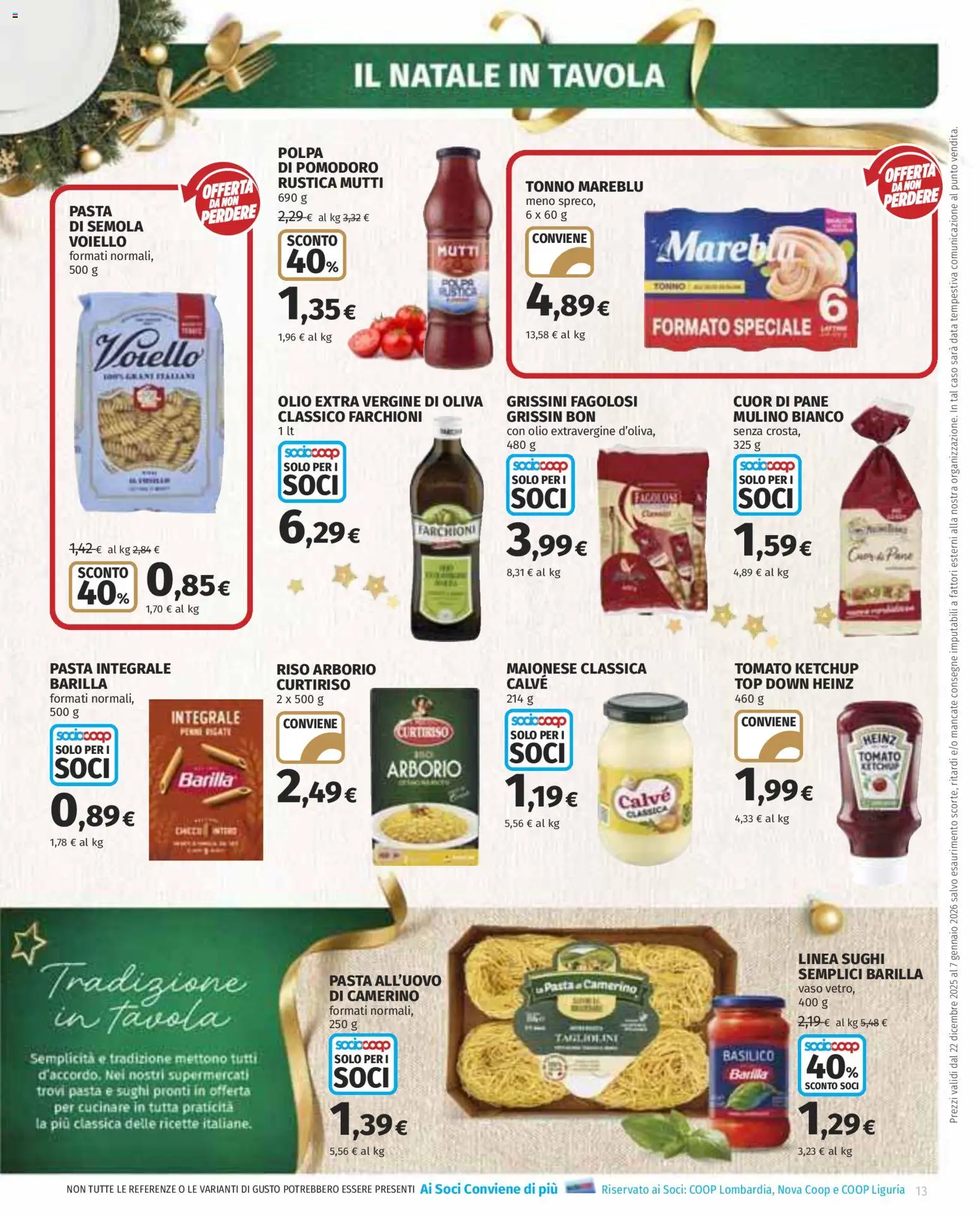 Volantino COOP del 22.12.2025 | Pagina: 13 | Prodotti: Pane, Pasta, Olio extra vergine, Grissini