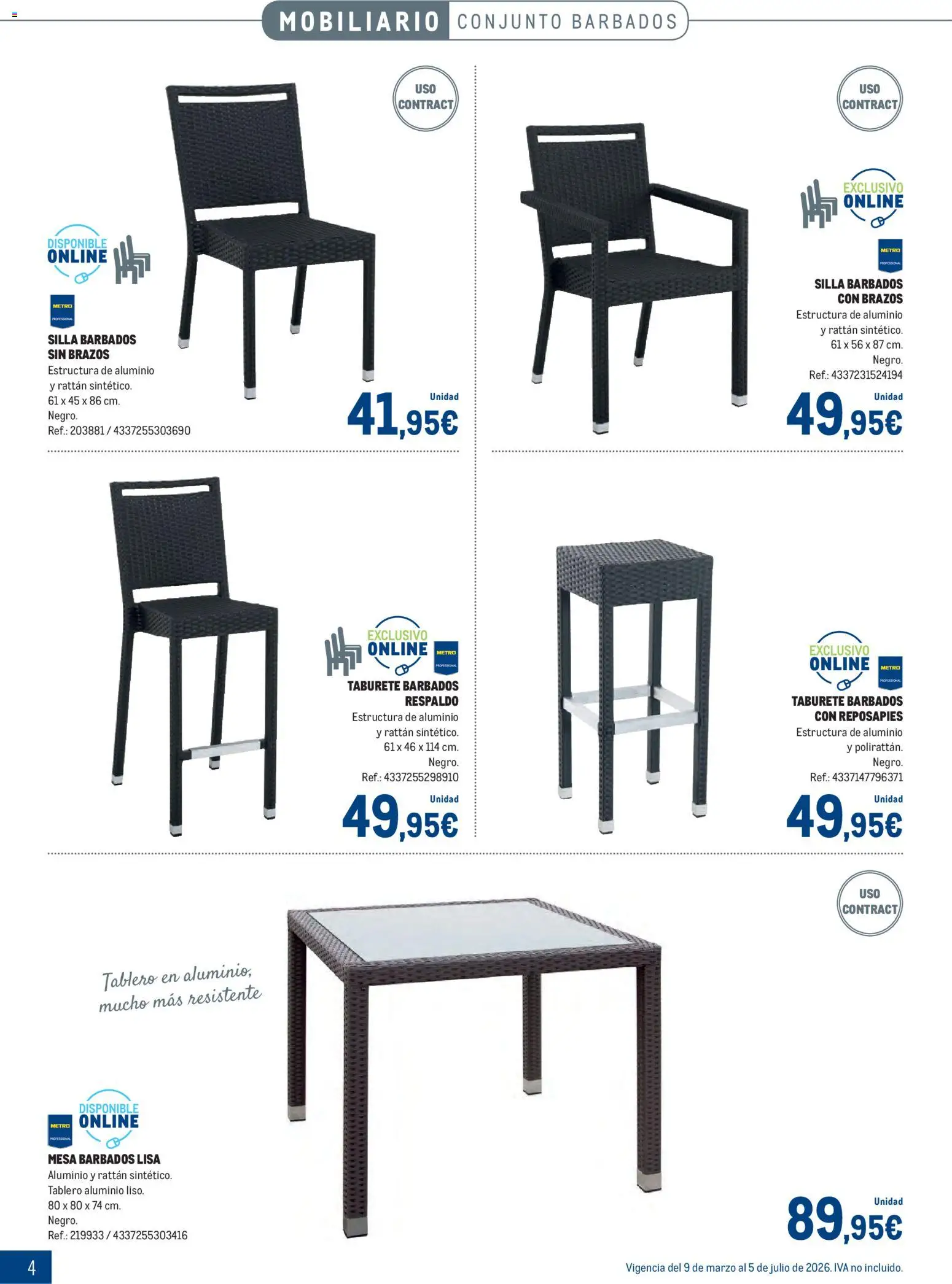 Makro - Especial Terrazas │ válido desde el 09.03.2026 | Página: 4 | Productos: Taburete, Reposapiés, Mesa, Silla