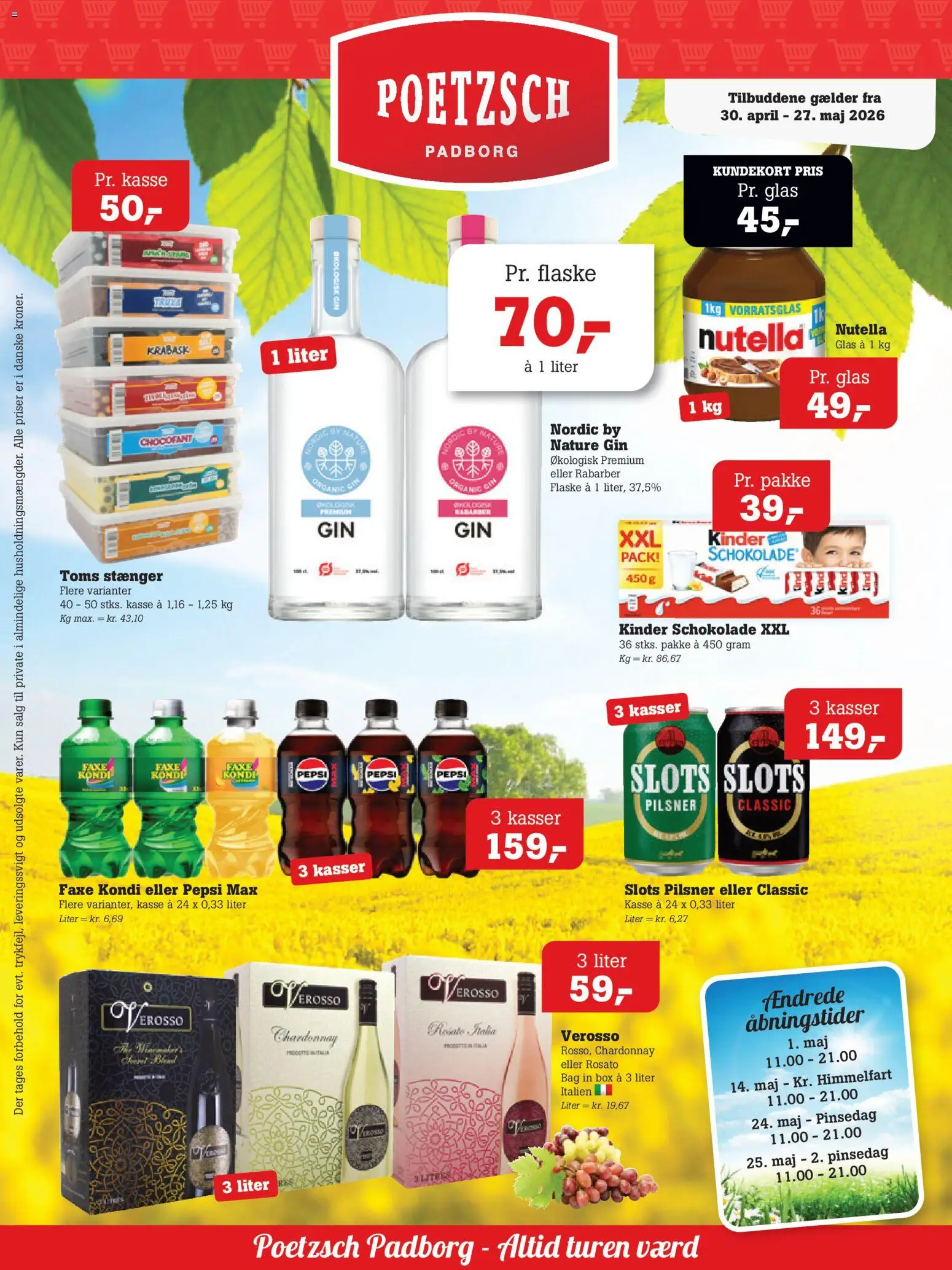 Poetzsch Padborg tilbudsavis – gyldig fra 30.04.2026 | Side: 1 | Produkter: Rabarber, Gin, Nutella, Pepsi Max