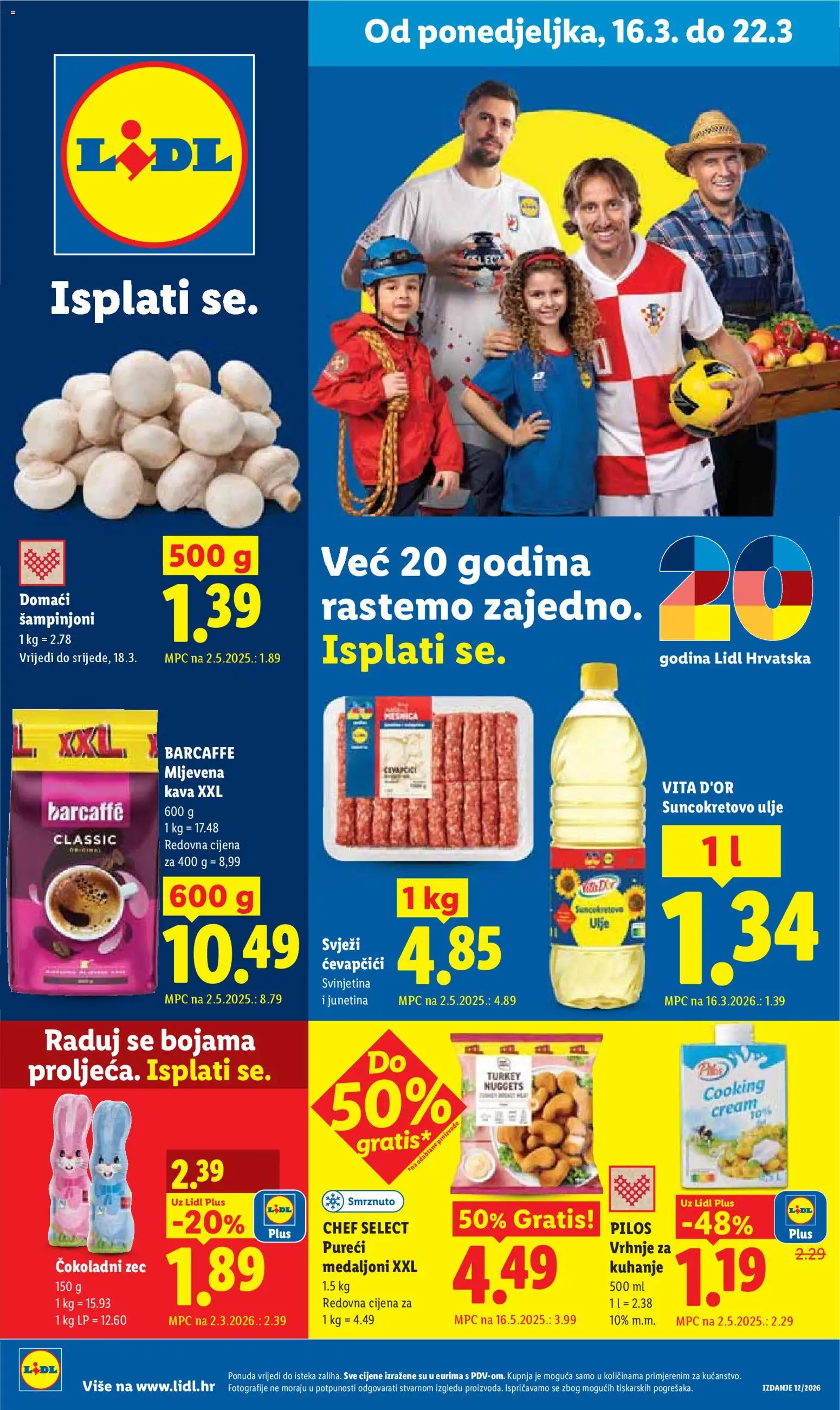 Lidl katalog | vrijedi od 16.03.2026 | Stranica: 1 | Proizvodi: Suncokretovo ulje, Junetina, Svinjetina, Ćevapčići