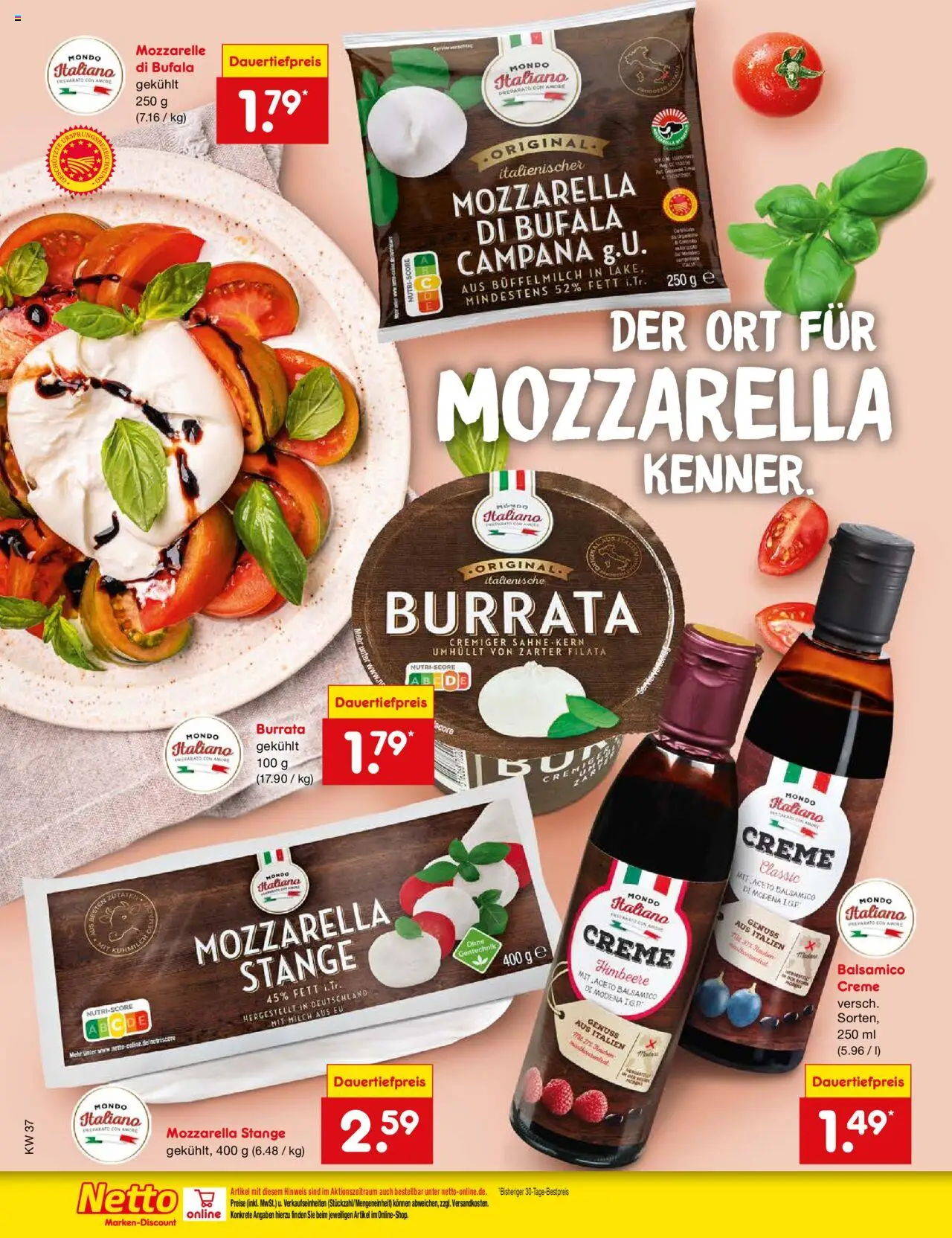 Netto Marken-Discount Prospekt 	 – gültig ab 08.09.2025 | Seite: 24 | Produkte: Milch, Balsamico, Mozzarella, Creme