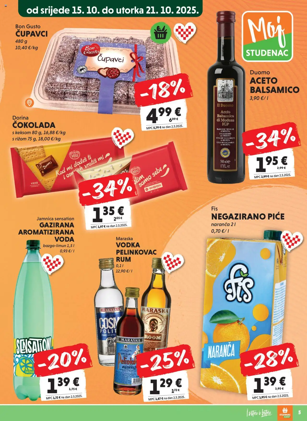 Studenac katalog | vrijedi od 15.10.2025 | Stranica: 5 | Proizvodi: Pelinkovac, Dorina, Jamnica, Vodka