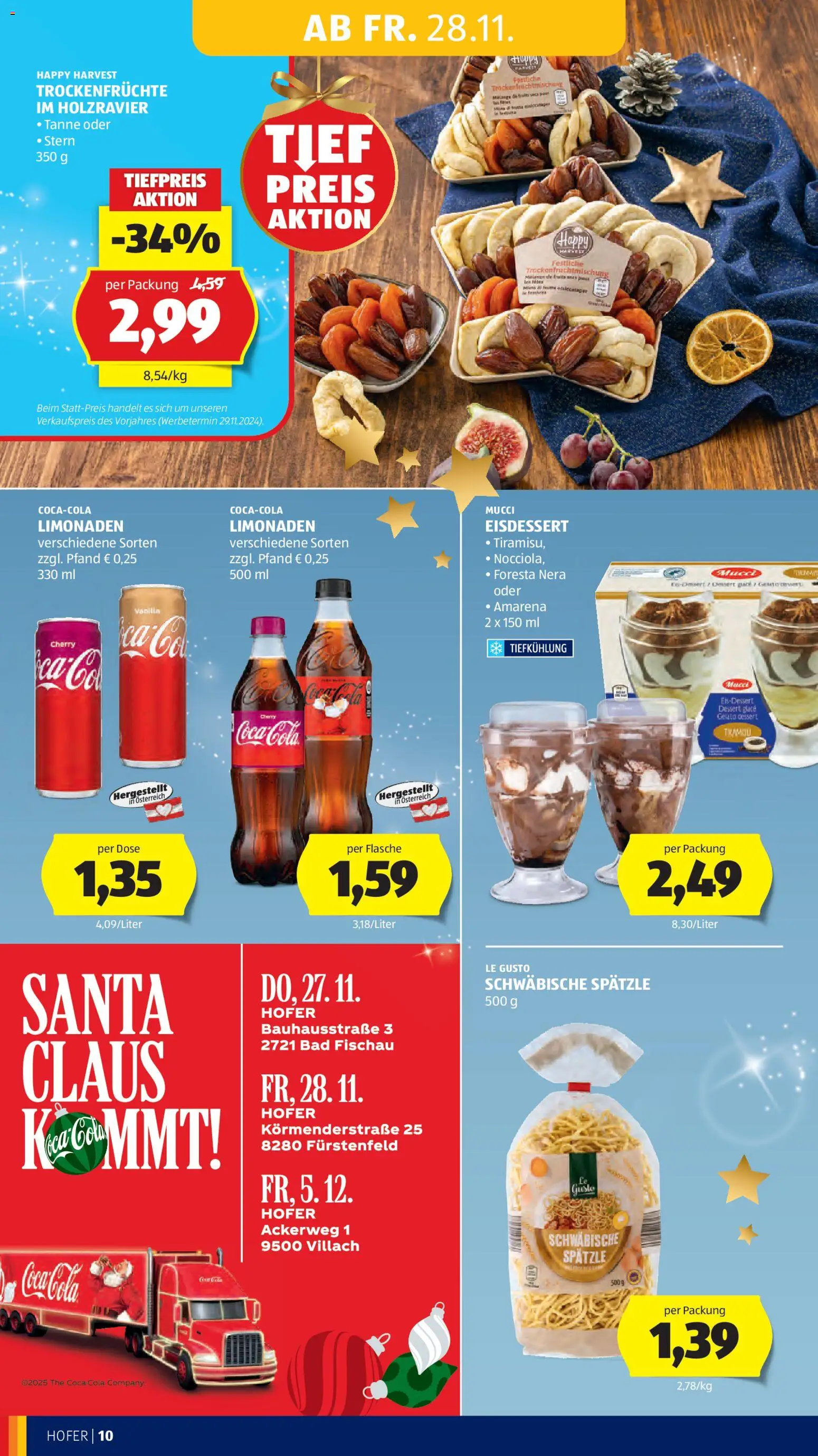 Hofer AT akciós ujság - amely érvényes a következő dátumtól: 28.11.2025 | Oldal: 16 | Termékek: Tiramisu, Coca Cola, Cola