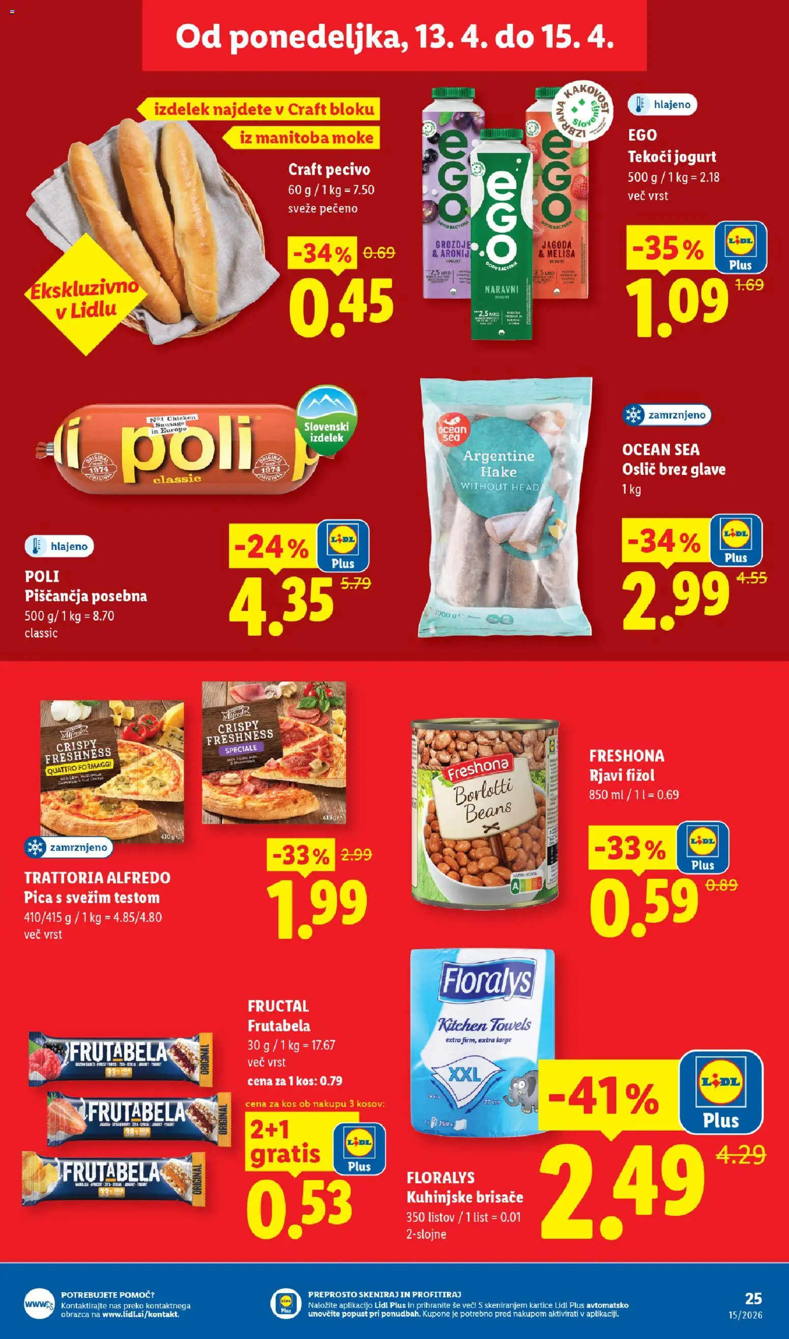 Novi Lidl katalog ponudbe – veljaven od 09.04.2026 | Stran: 47 | Izdelki: Kos, Jogurt, Kuhinjske brisače, Pica