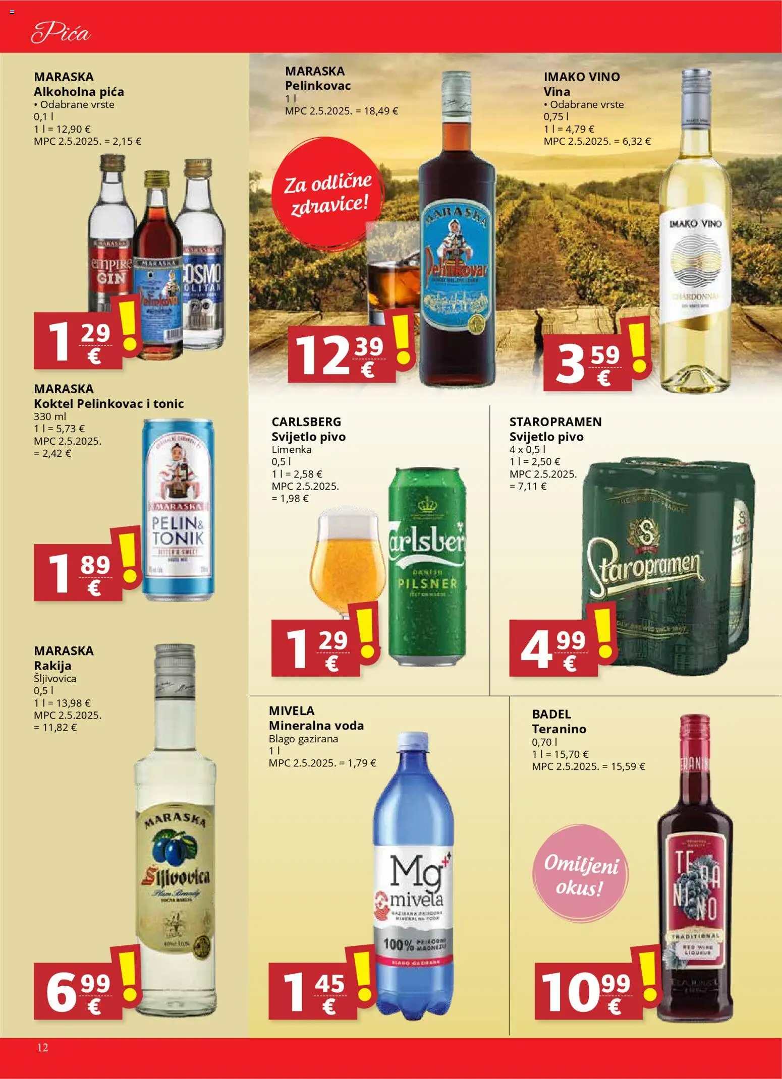 Ultra Gros katalog | vrijedi od 19.11.2025 | Stranica: 12 | Proizvodi: Šljivovica, Staropramen, Pivo, Rakija