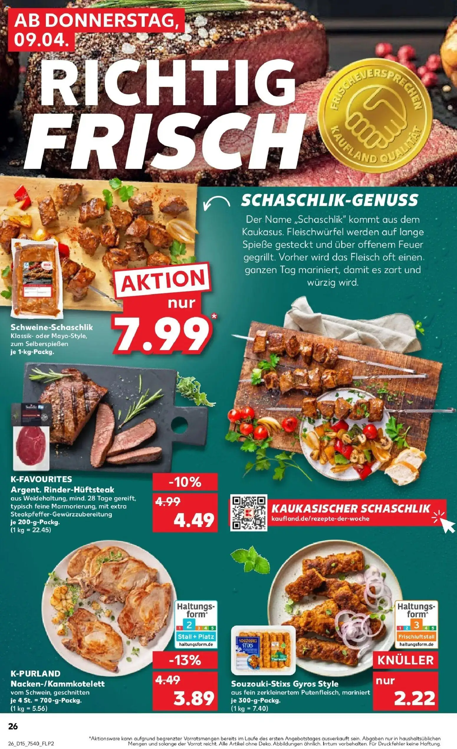 Kaufland Prospekt Merseburg	 – gültig ab 07.04.2026 | Seite: 38 | Produkte: Spieße, Gyros, Steak, Fleisch
