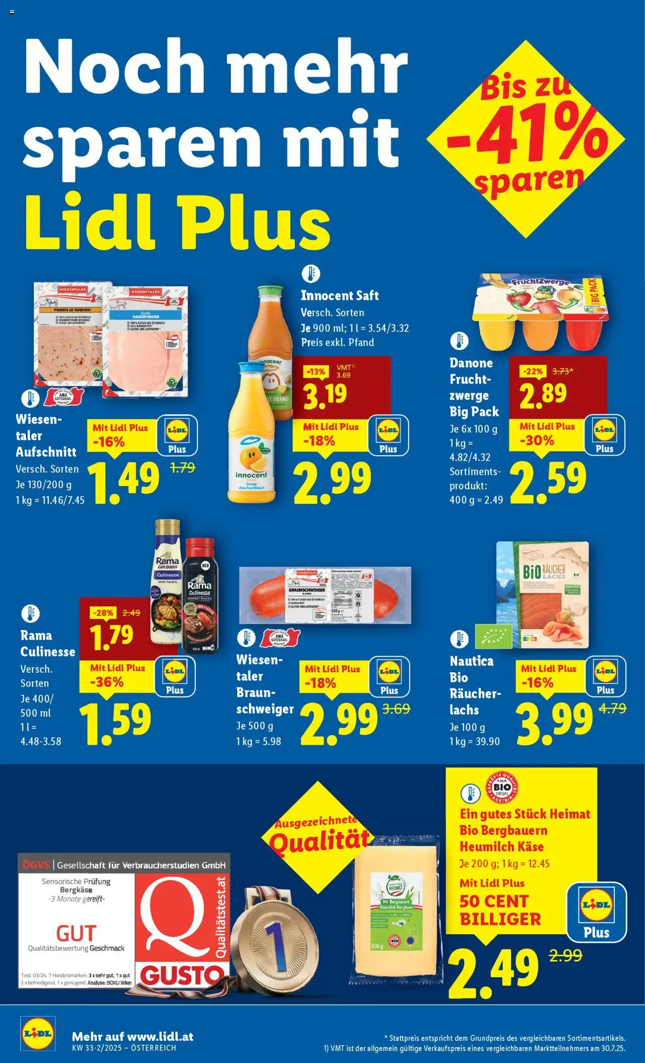 Lidl Flugblatt gültig ab 14.08.2025 | Seite: 10 | Produkte: Käse, Saft