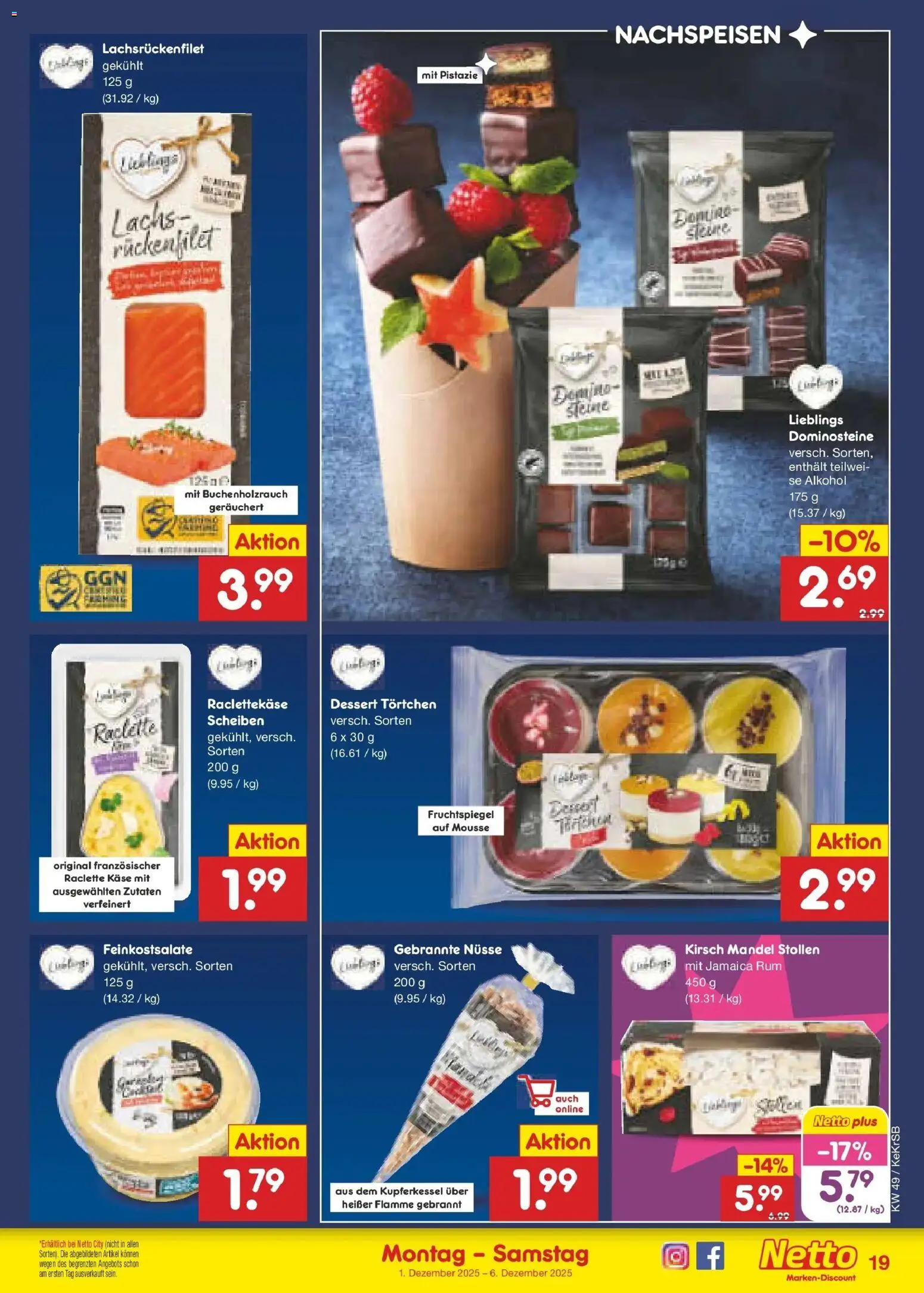 Netto Marken-Discount prospekt Jüchen	 – gültig ab 01.12.2025 | Seite: 21 | Produkte: Rum, Lachs, Raclette, Nüsse