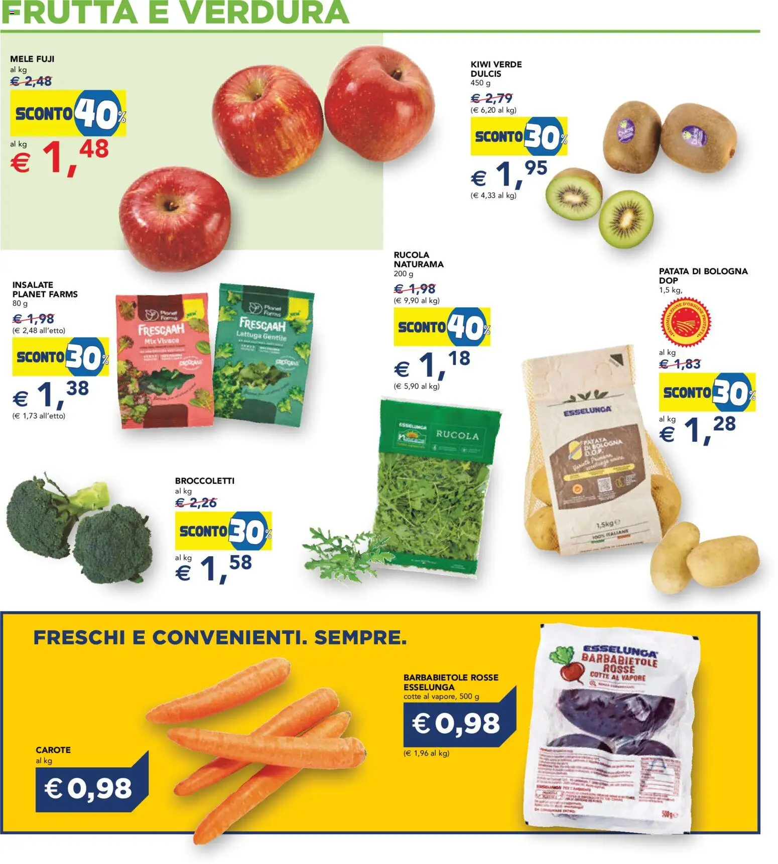 Volantino Esselunga S del 29.01.2026 | Pagina: 13 | Prodotti: Mele, Kiwi, Frutta, Broccoletti