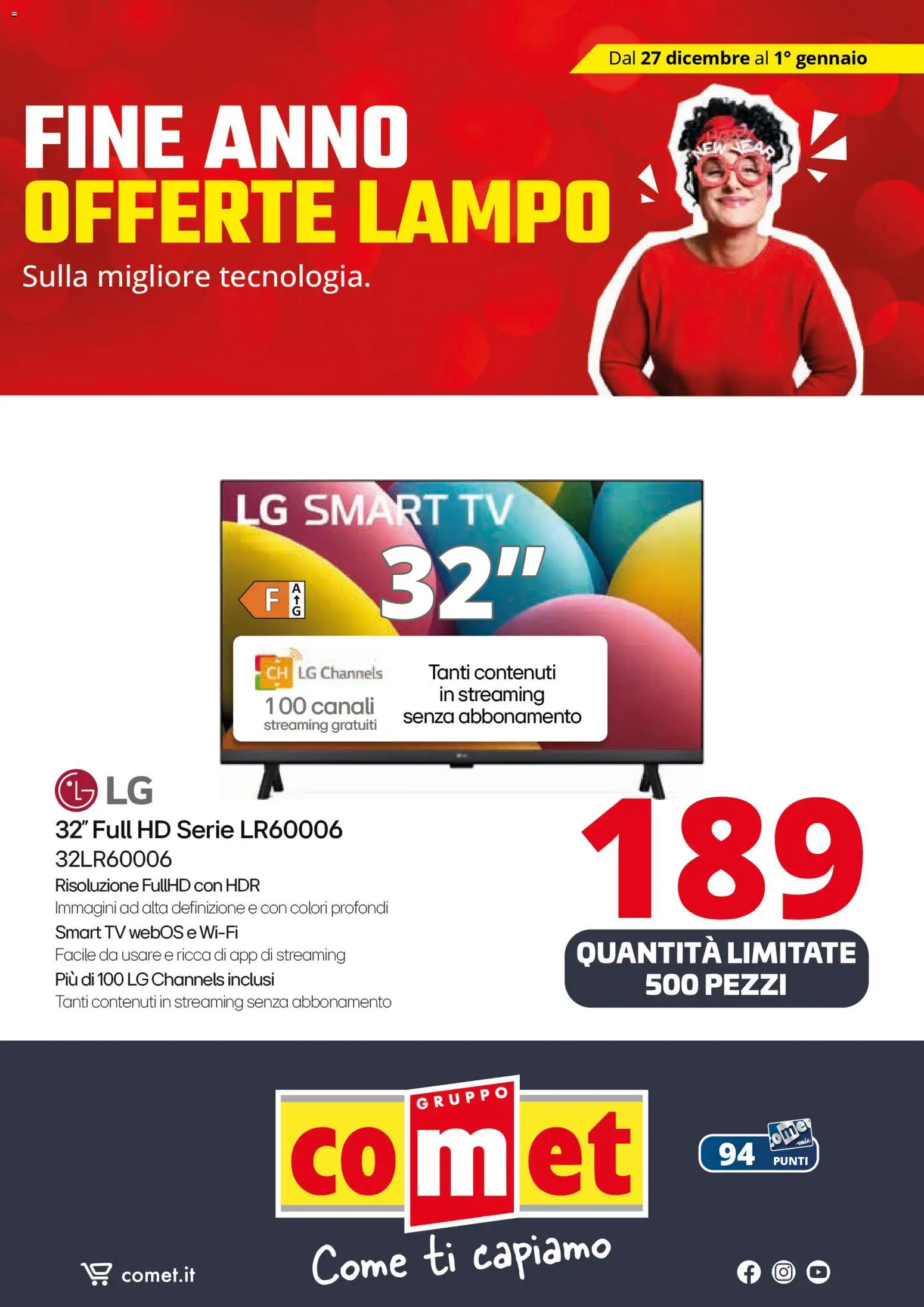 Volantino Comet del 27.12.2025 | Pagina: 40 | Prodotti: smart TV, TV