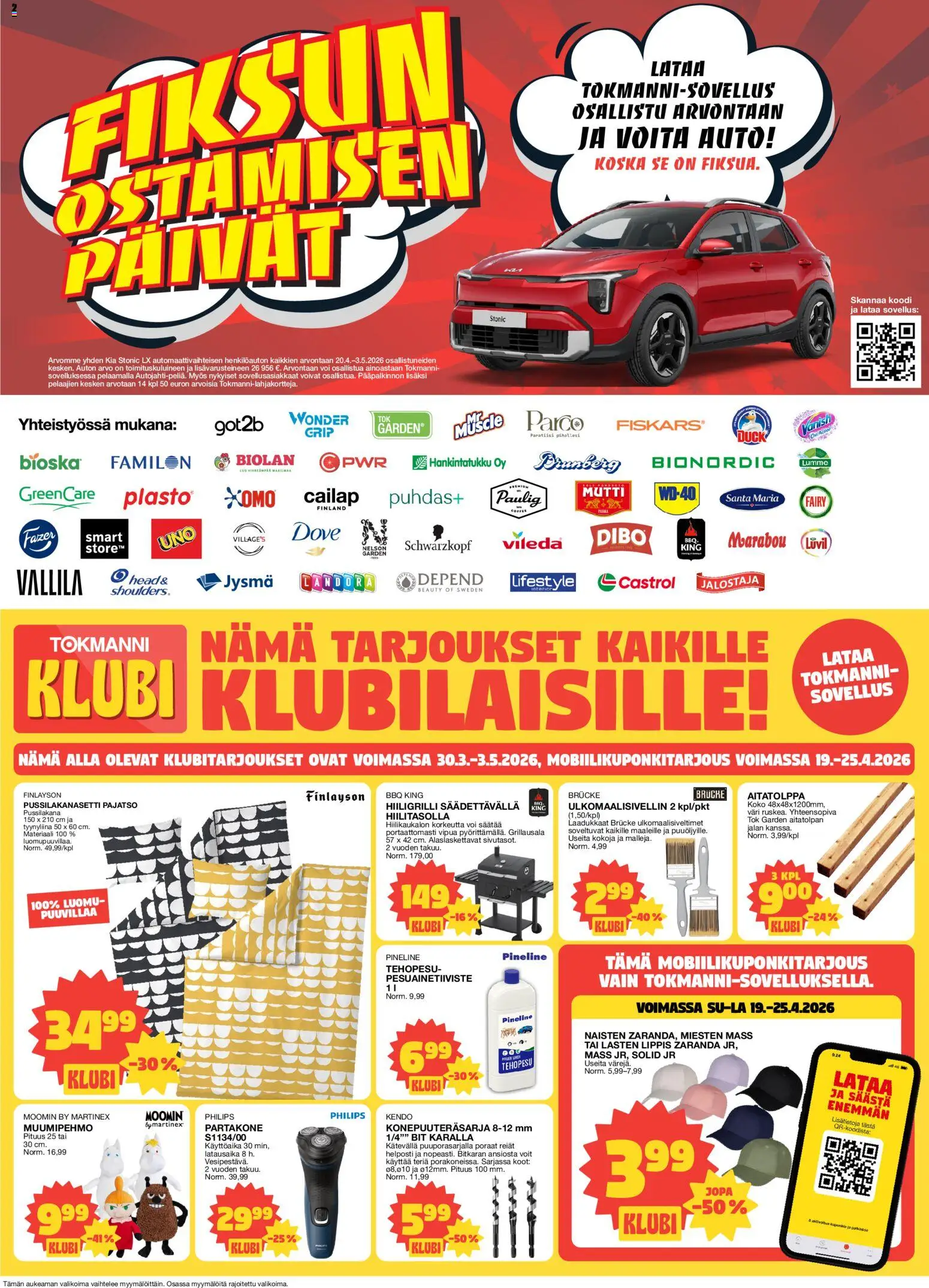 Tokmanni tarjoukset – voimassa 20.04.2026 alkaen | Sivu: 2 | Tuotteet: Voi, Lippis, Hiiligrilli, Tyynyliina