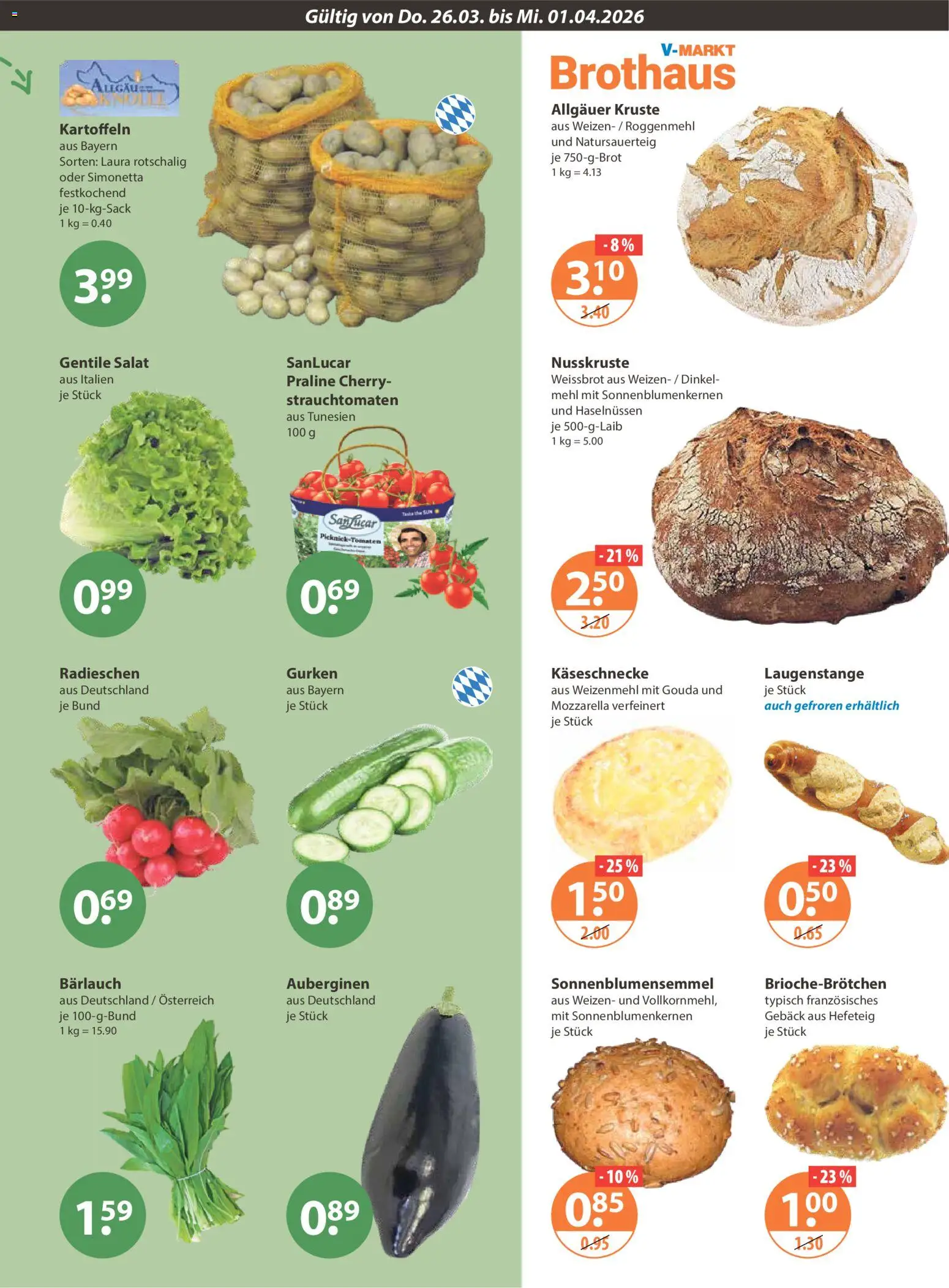 V-Markt Schwaben / Oberbayern – gültig ab 26.03.2026 | Seite: 5 | Produkte: Mehl, Mozzarella, Gouda, Salat