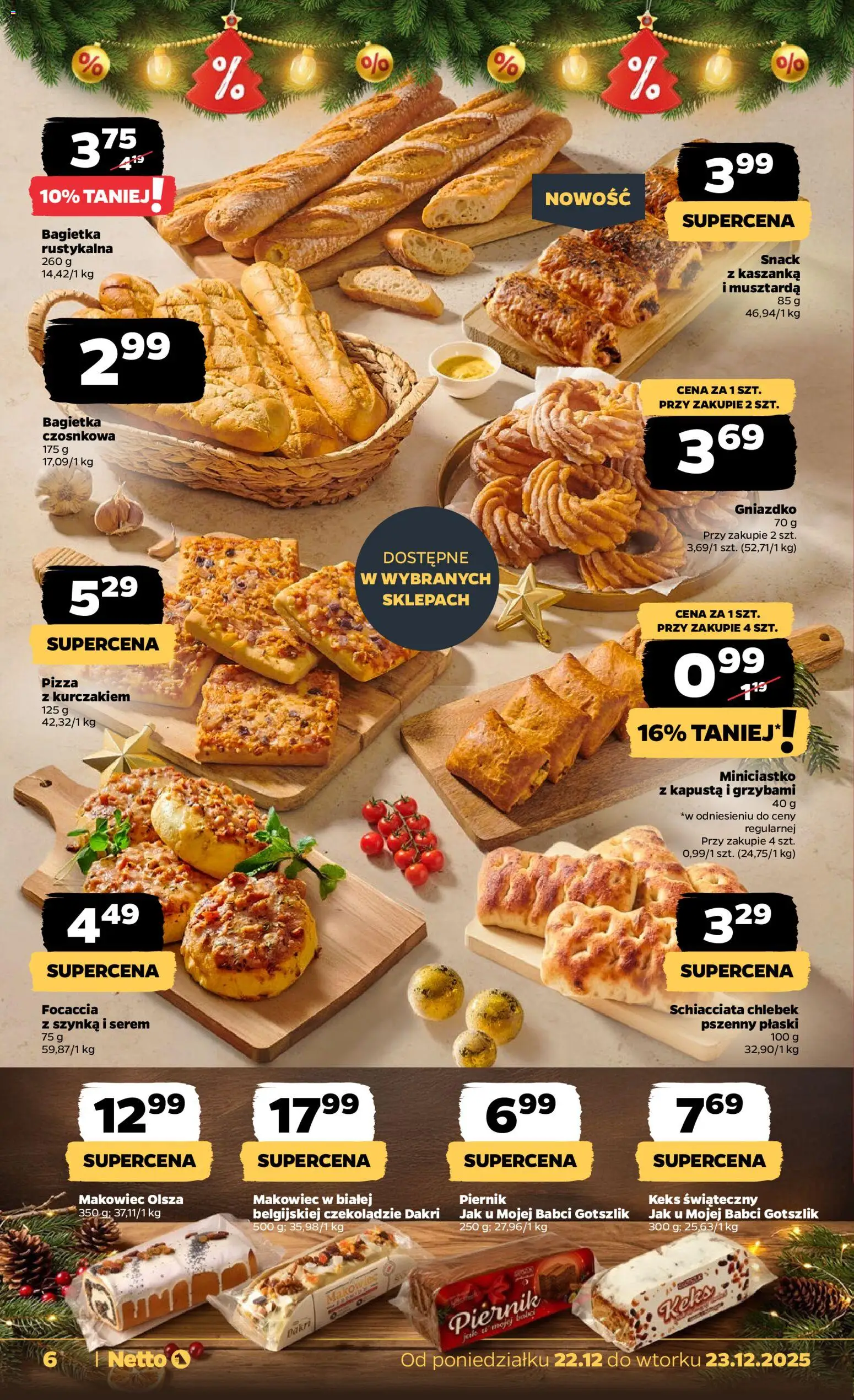 Netto gazetka - Spożywcza od 22.12.2025 | Strona: 6 | Produkty: Piernik, Kaszanka, Musztarda, Pizza