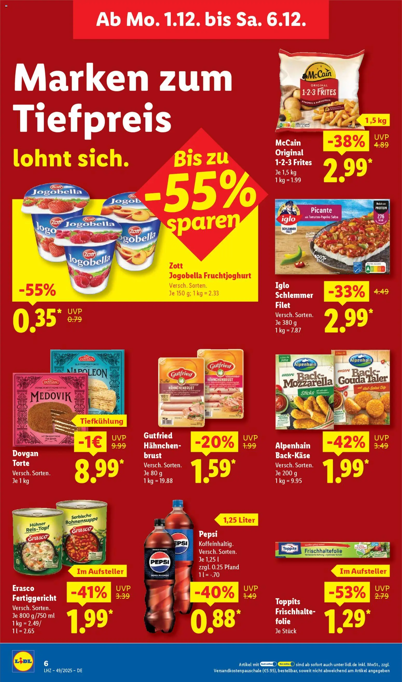 Lidl - Prospekt – gültig ab 01.12.2025 | Seite: 12 | Produkte: Hahnchen, Iglo, McCain, Hahnchenbrust