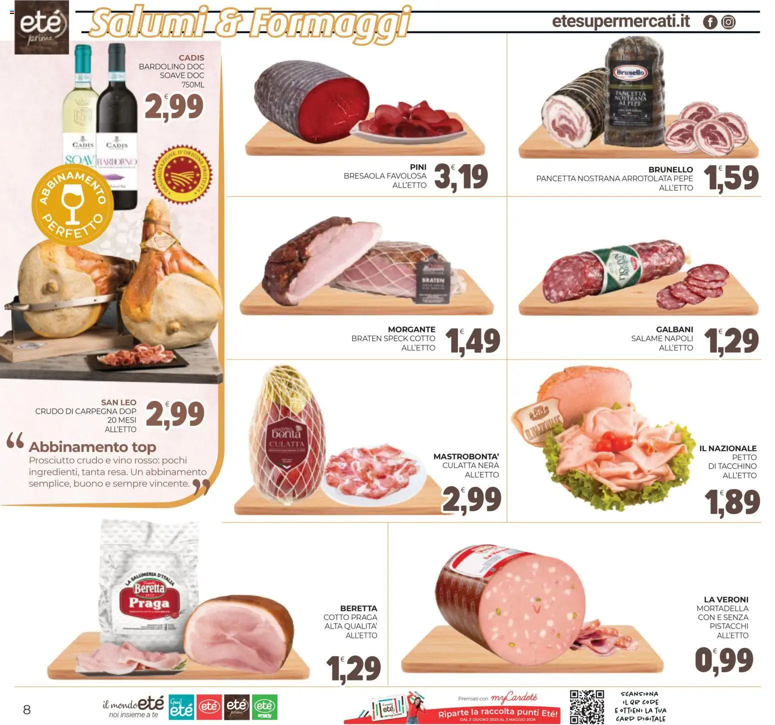 Volantino Eté del 18.02.2026 | Pagina: 8 | Prodotti: Speck, Pepe, Vino, Mortadella