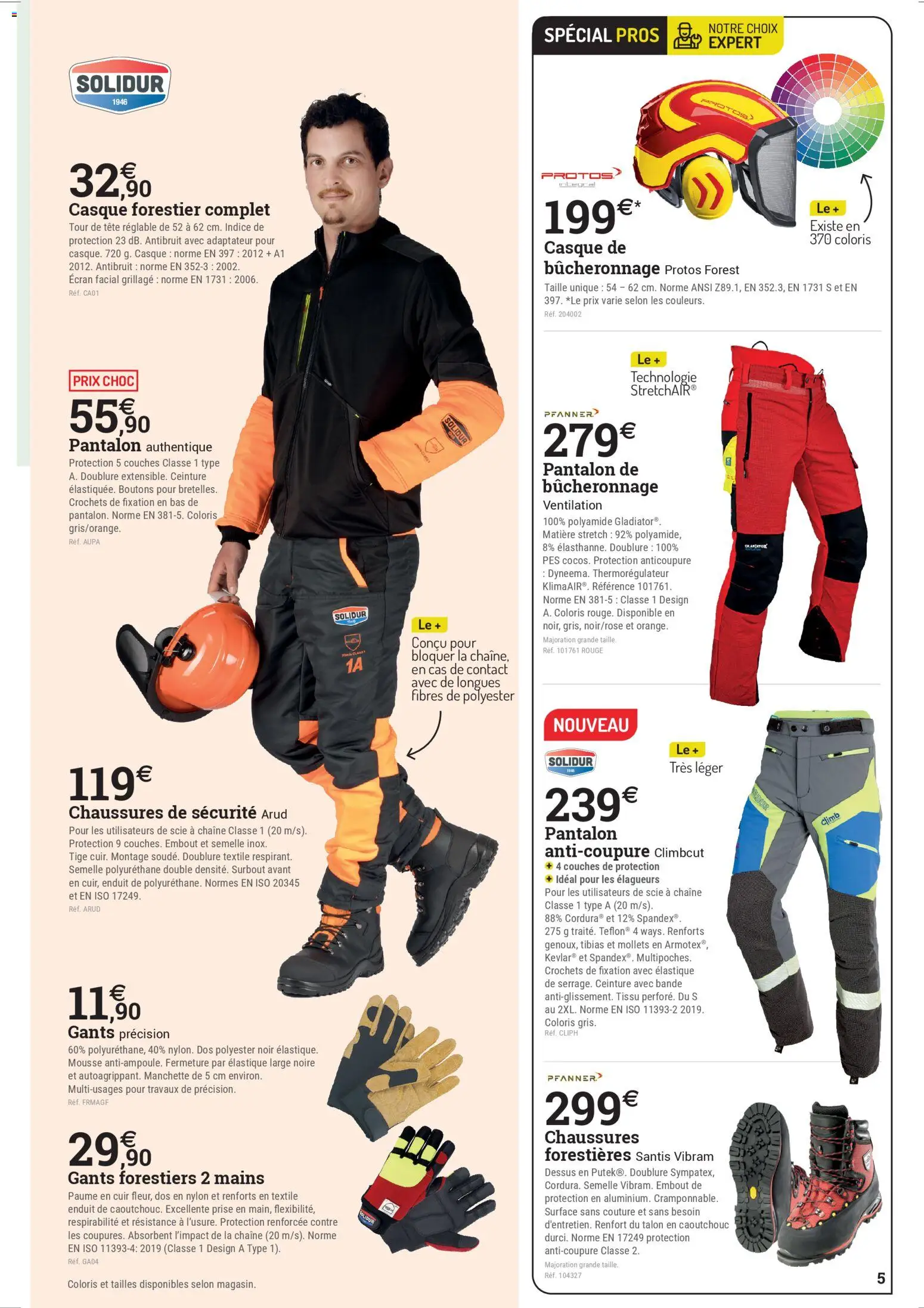 {H1} | Page: 5 | Produits: Adaptateur, Mousse, Pantalon, Gants