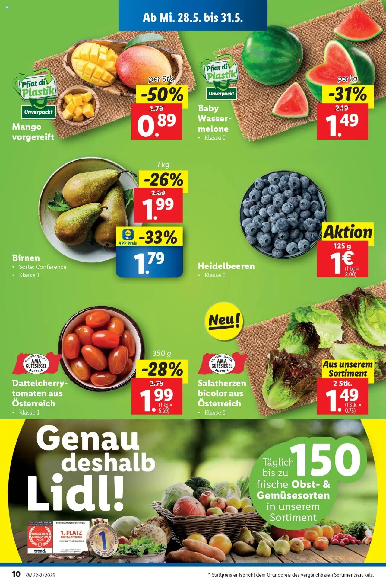 Lidl - Flugblatt gültig ab 28.05.2025 | Seite: 12 | Produkte: Wasser, Obst, Melone, Tomaten