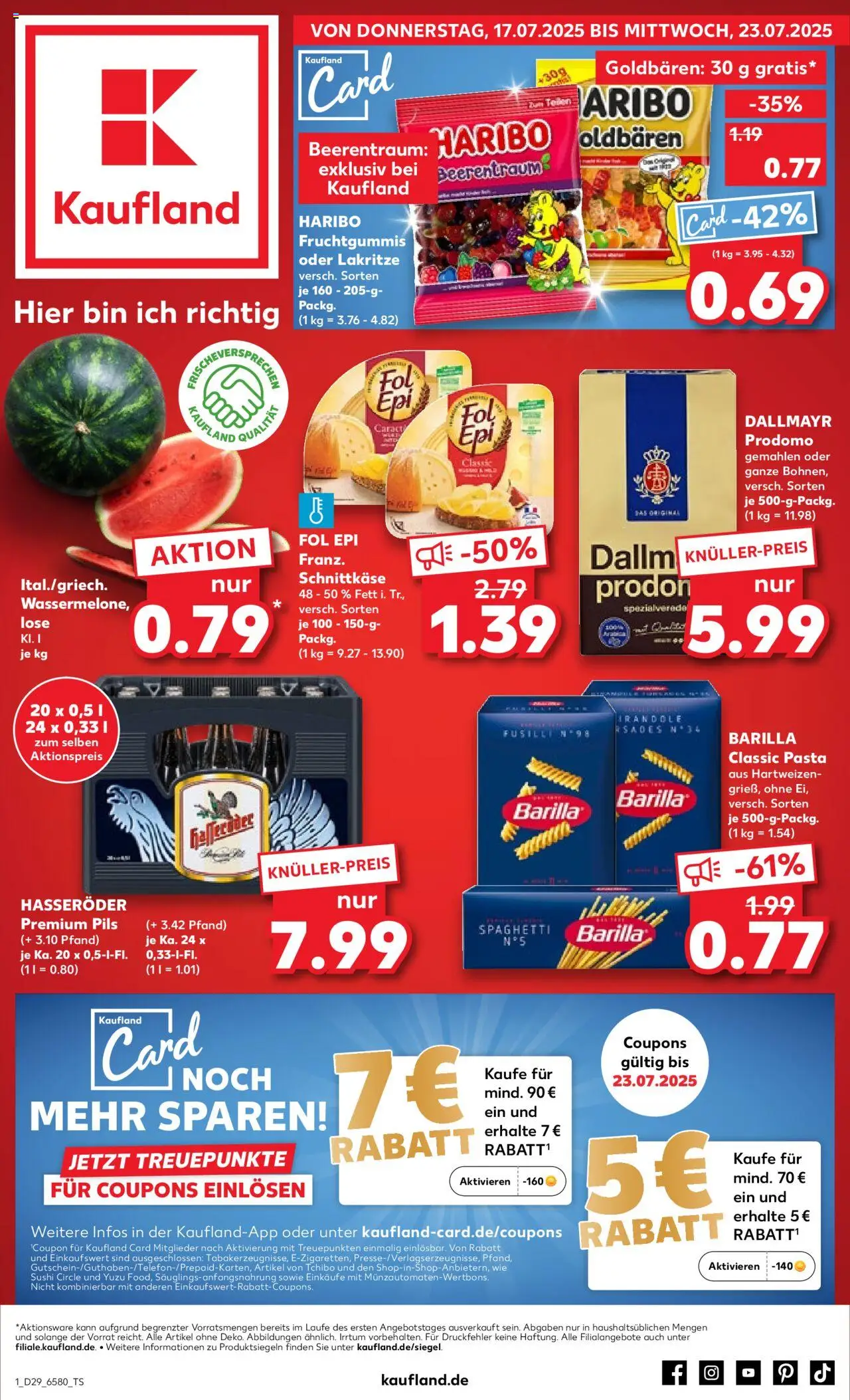 Kaufland prospekt Kiel	 - gültig ab dem 17.07.2025 | Seite: 1 | Produkte: Haribo, Wassermelone, Pasta, Dallmayr prodomo