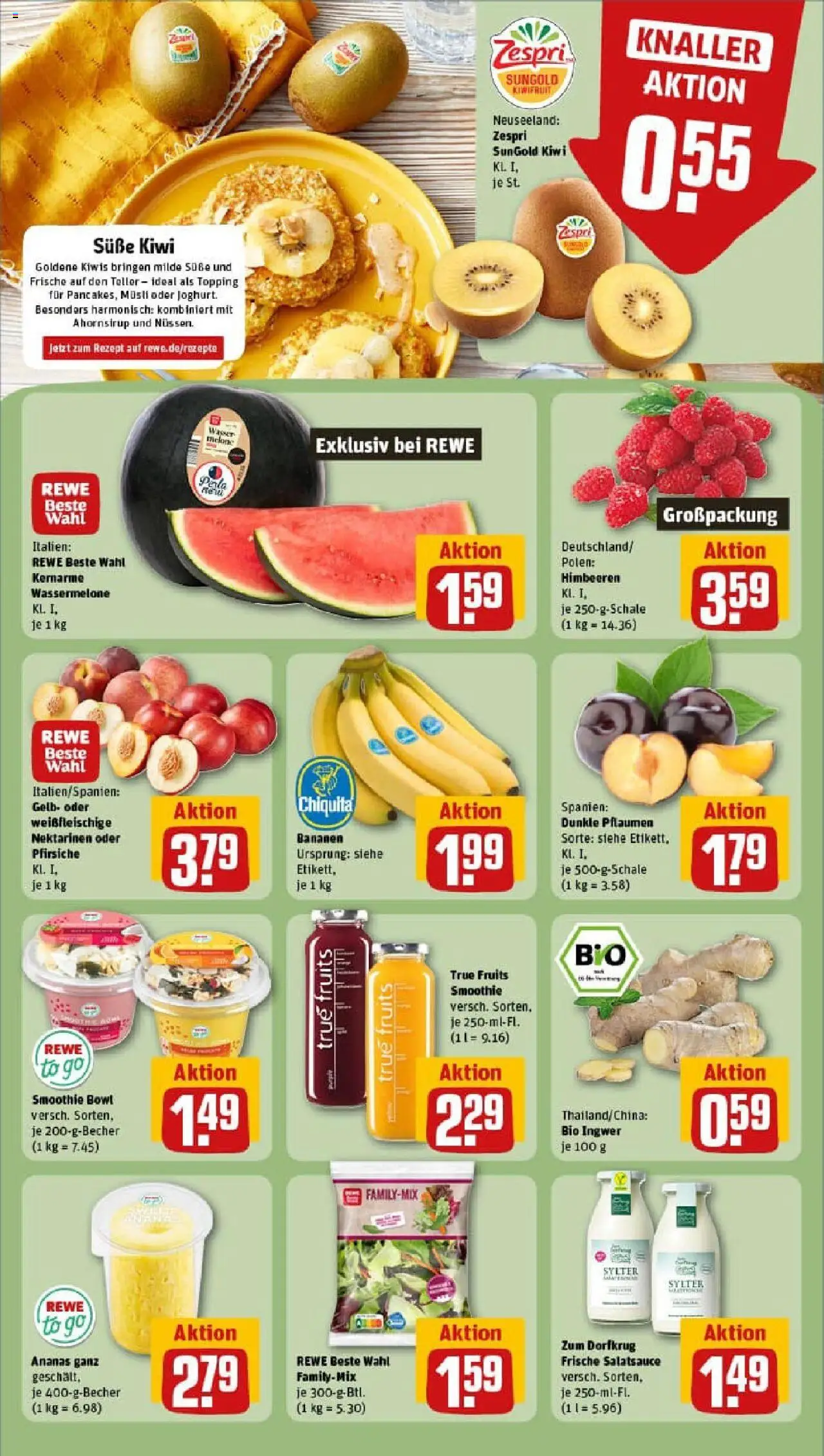 Rewe prospekt Eschborn	 - gültig ab dem 06.07.2025 | Seite: 6 | Produkte: Pflaumen, Ananas, Wassermelone, Kiwi