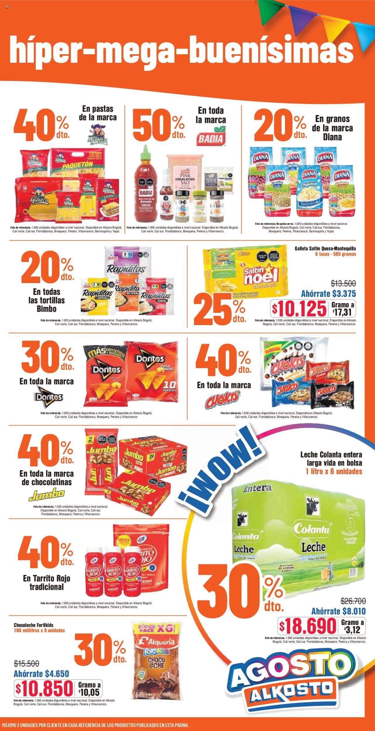 Alkosto folleto │ válido desde el 09.08.2025 | Página: 3 | Productos: Leche, Queso, Tacos, Bolsa
