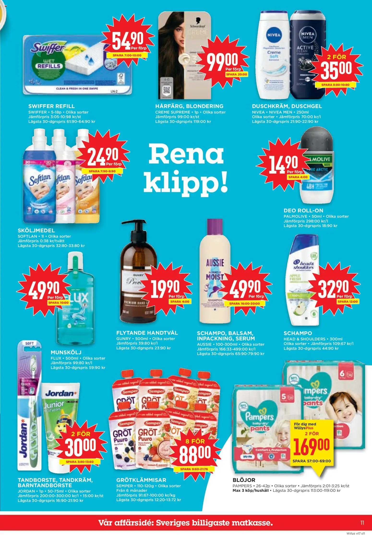 Willys reklamblad aktuell från 20.04.2026 | Sida: 11 | Produkter: Munskölj, Schampo, Sköljmedel, Serum