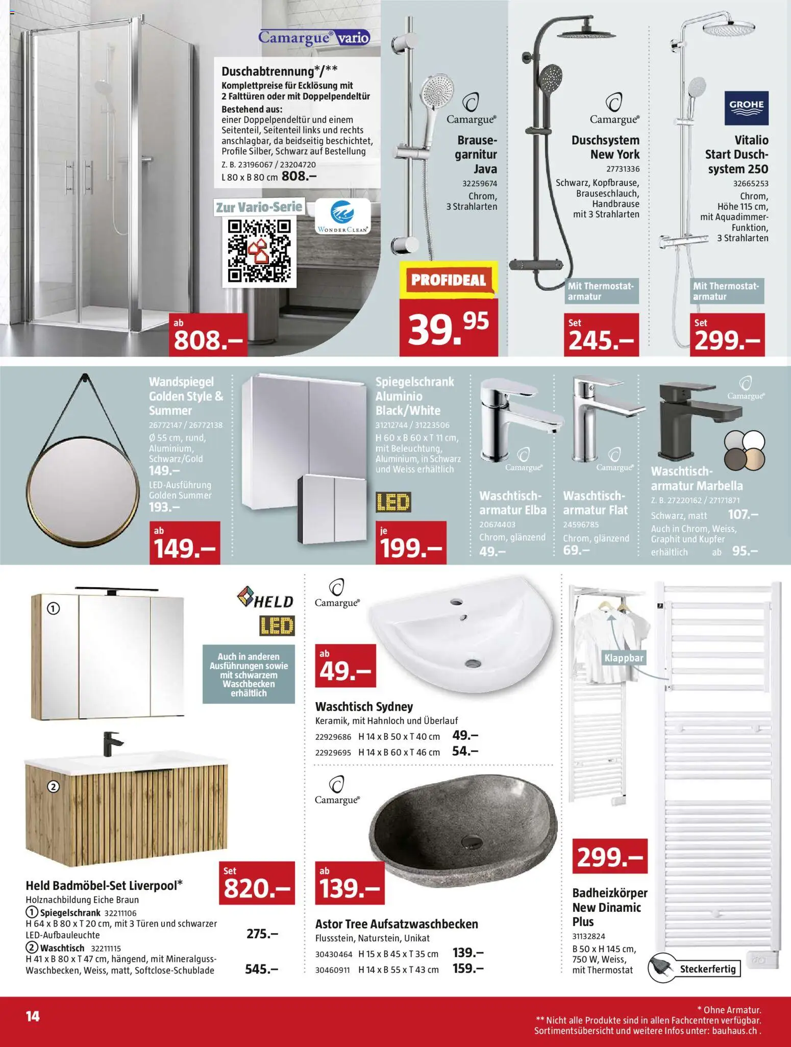 Bauhaus Aktionen – gültig ab 26.01.2026 | Seite: 14 | Produkte: Waschtisch, Wandspiegel, Armatur, Waschbecken