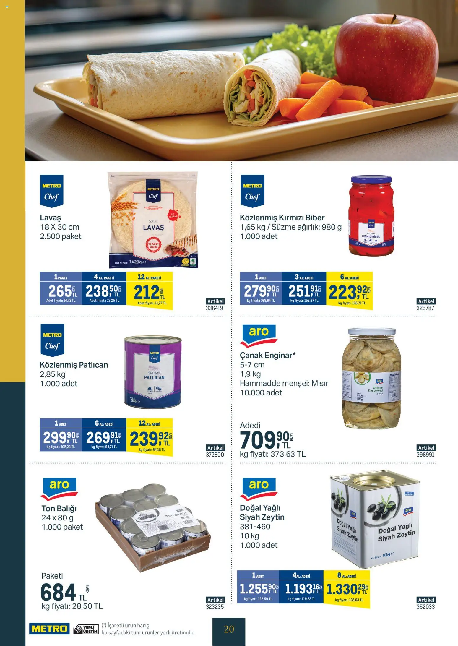 Metro - Kurum & İşletme Mutfakları - 14.01.2026 tarihinden itibaren geçerlidir | Sayfa: 20 | Ürünler: Kırmızı biber, Zeytin, Mısır, Ağırlık